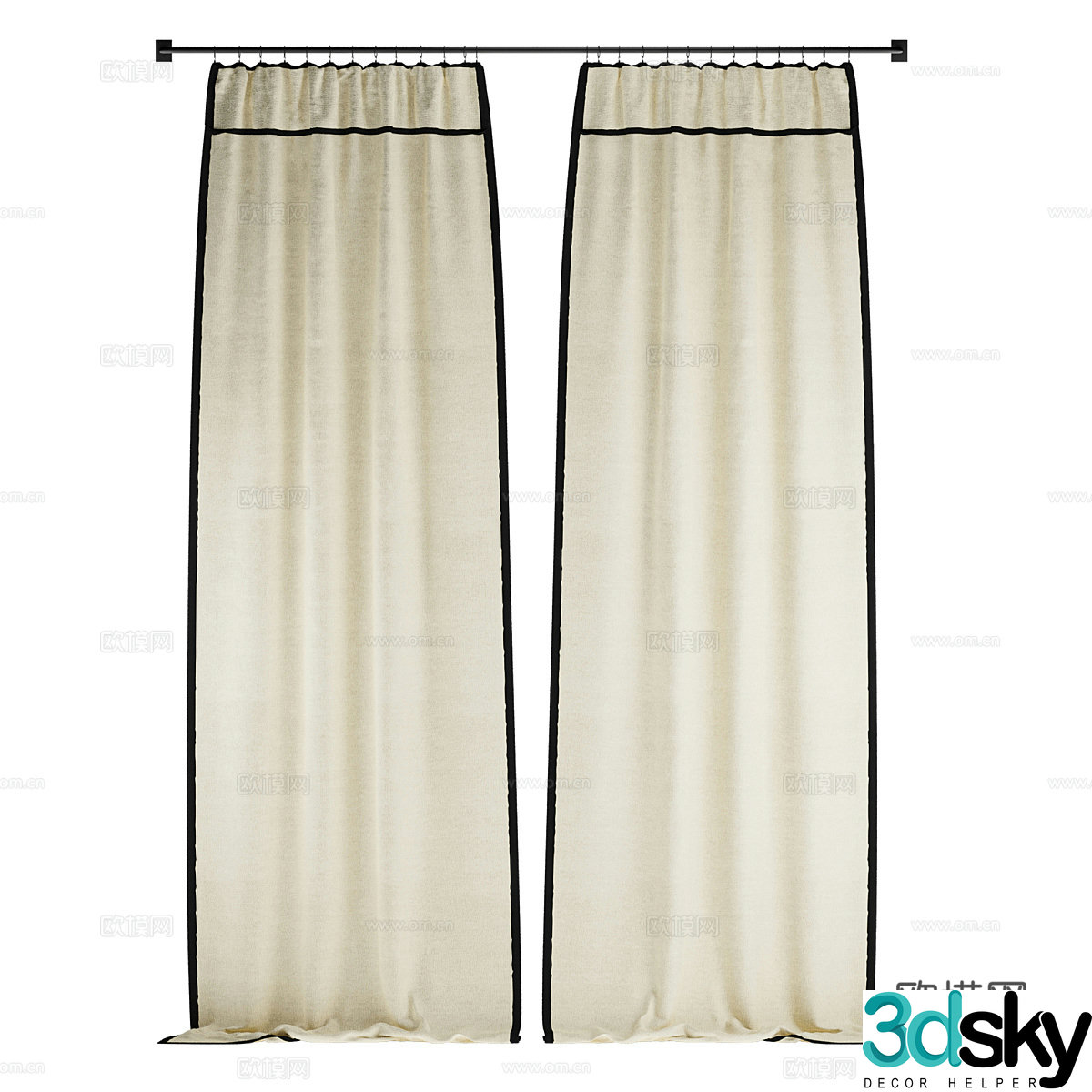 New Chinese children’s fabric curtain 3D model