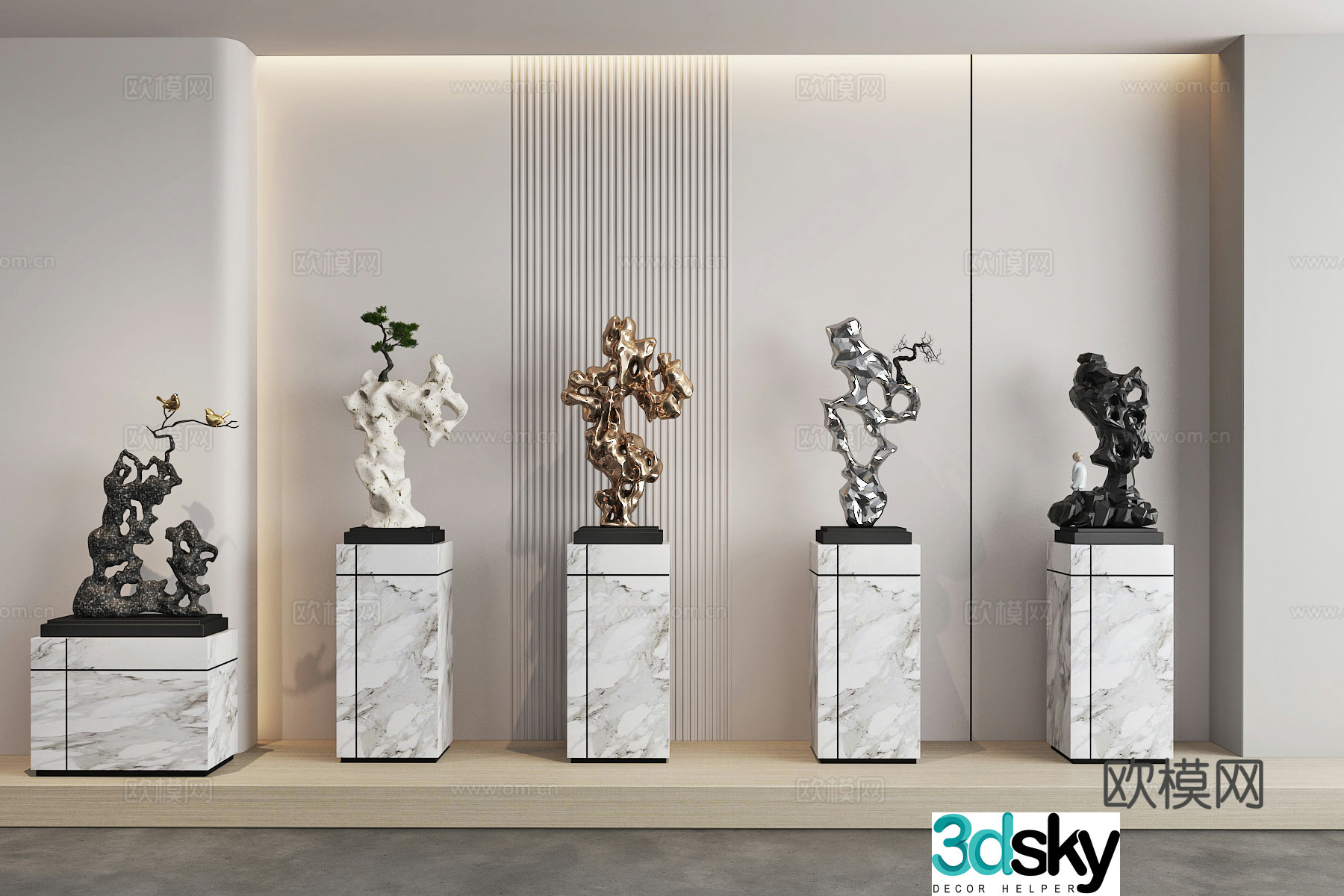 New Chinese style 3D model of sculpture ornament device