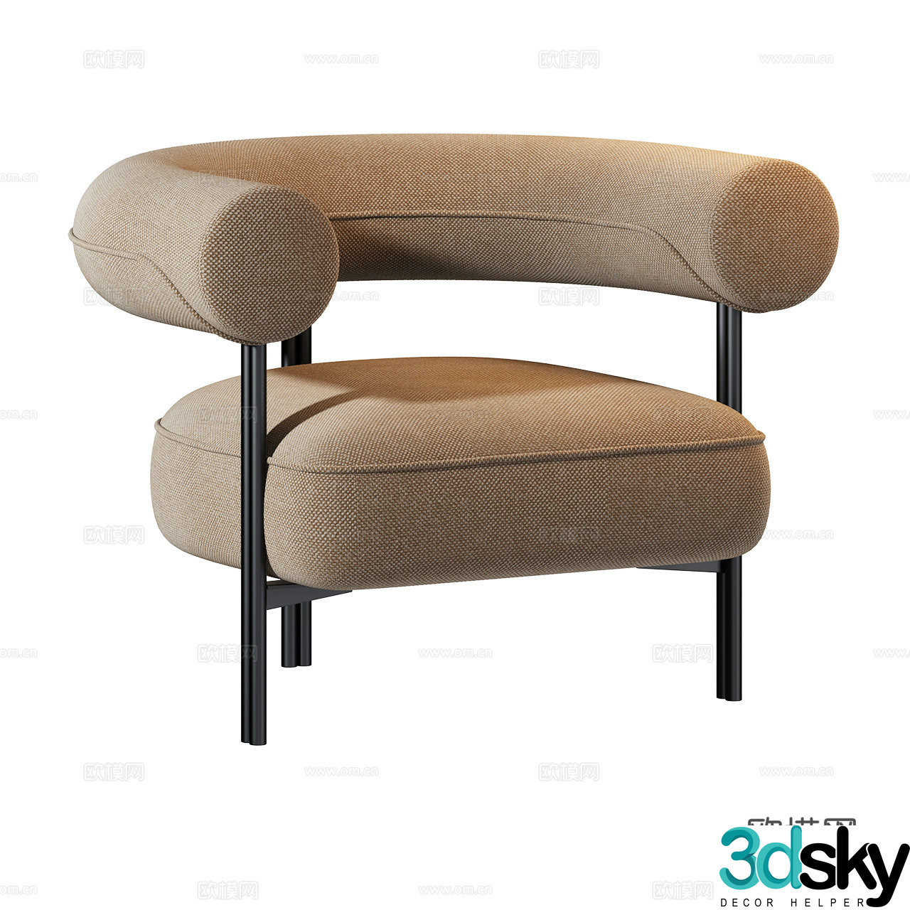 Liu Jo Living Modern Leisure Chair Fabric Leisure Chair Armchair 3D Model