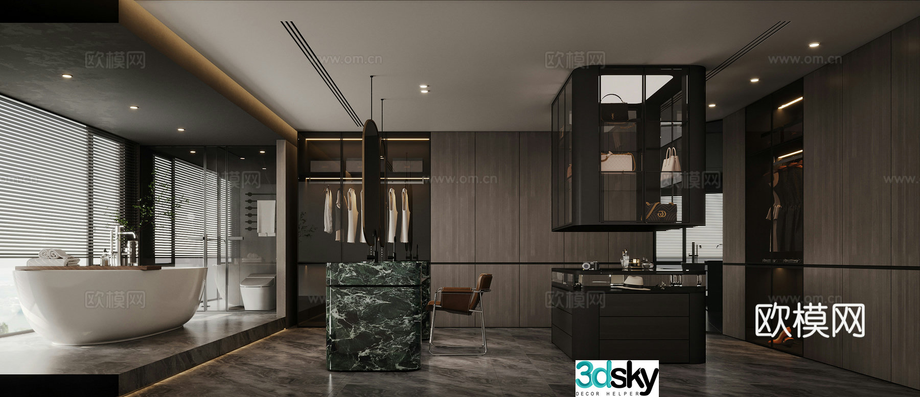 Light luxury cloakroom bathroom 3d model