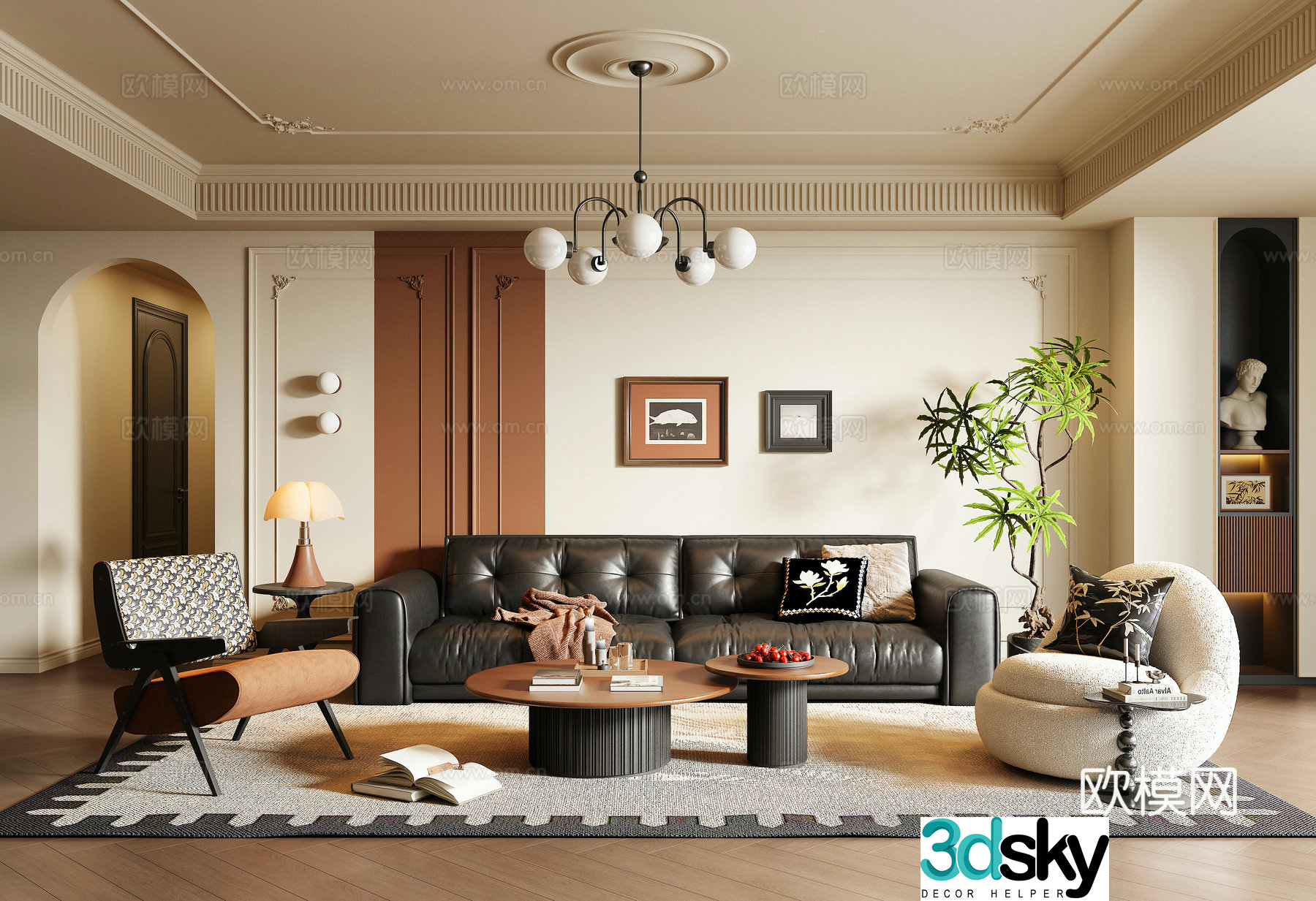 French medieval style living room 3d model