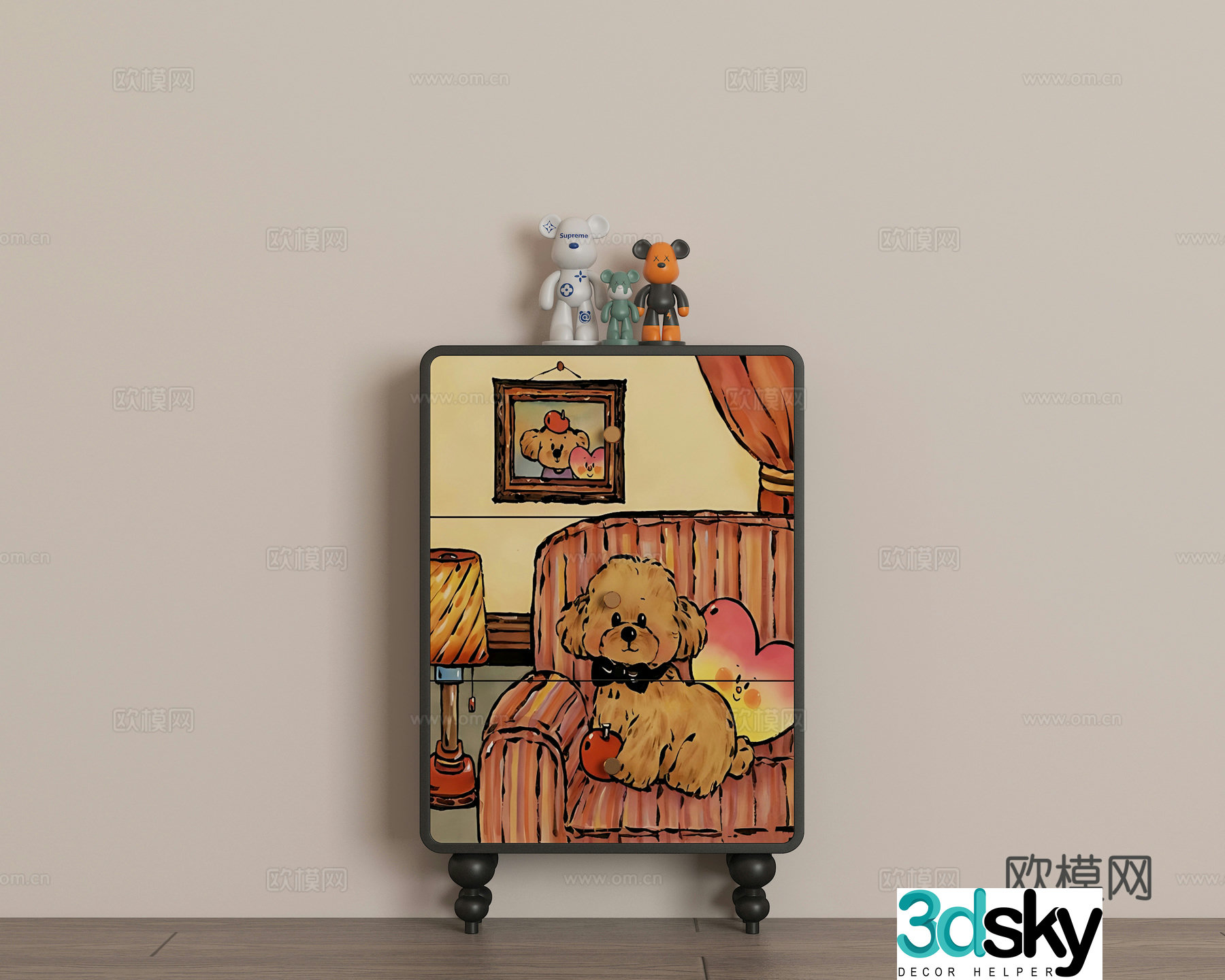 Modern retro chest of drawers 3d model