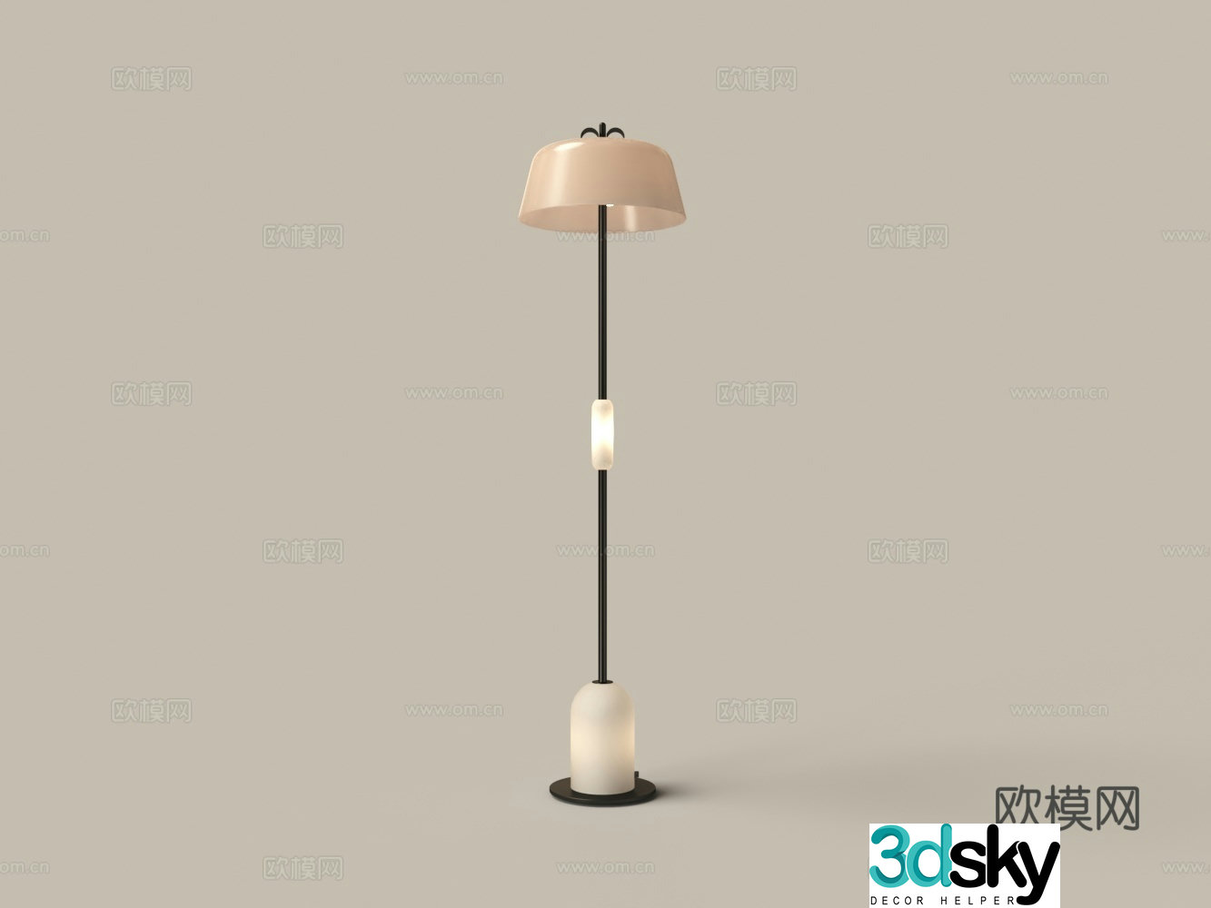 Modern glass lampshade floor lamp 3d model