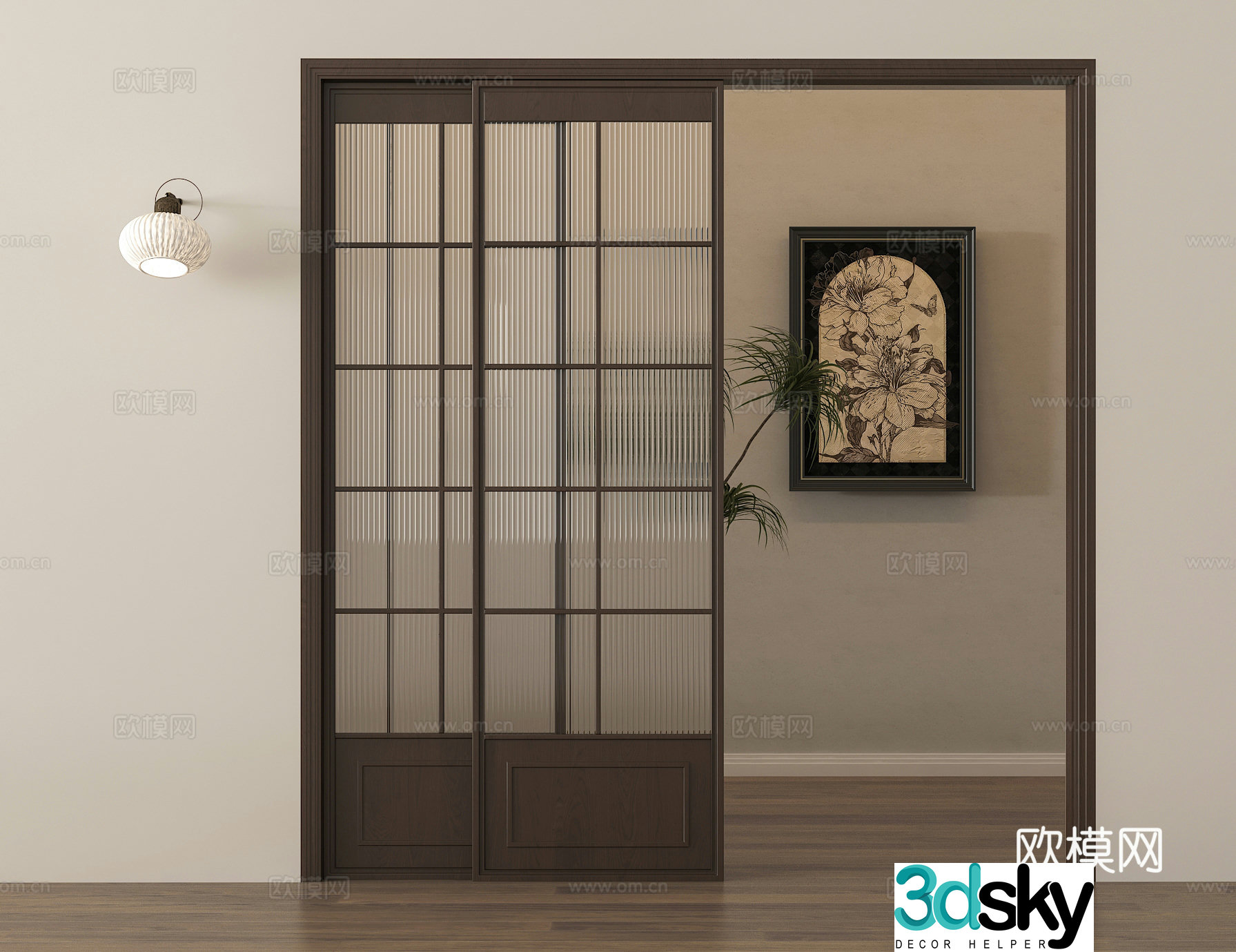 Sliding door Kitchen sliding door Glass door Sliding door 3D model