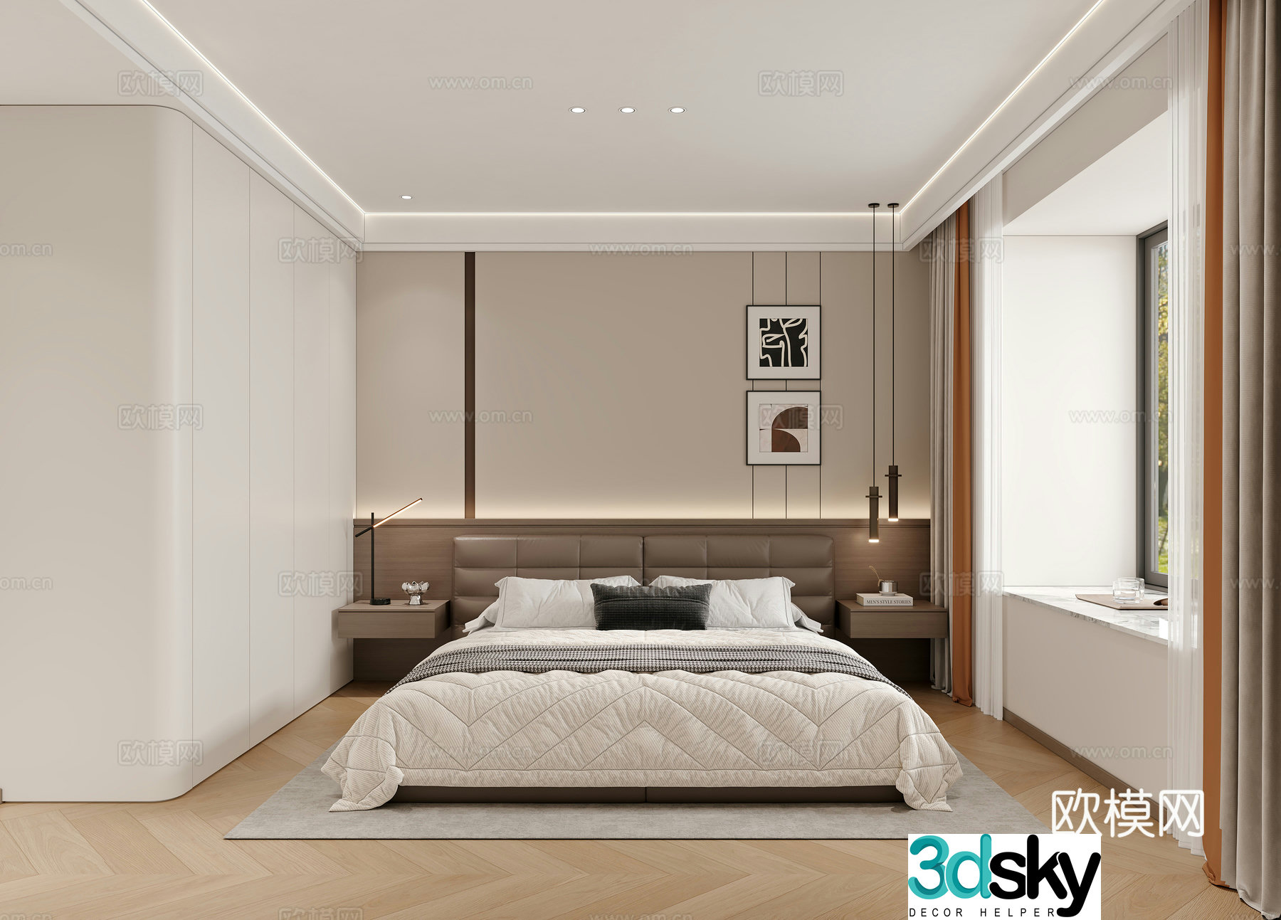 Bedroom Modern bedroom Bare window bedroom No owner light 3d model
