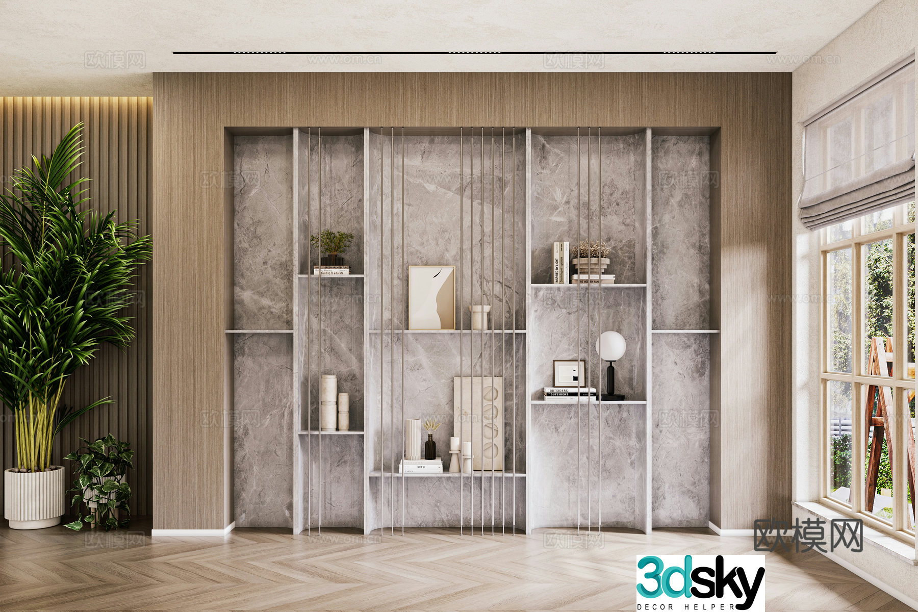 Bookshelf Decorative Shelf Decorative Ornaments 3D Model