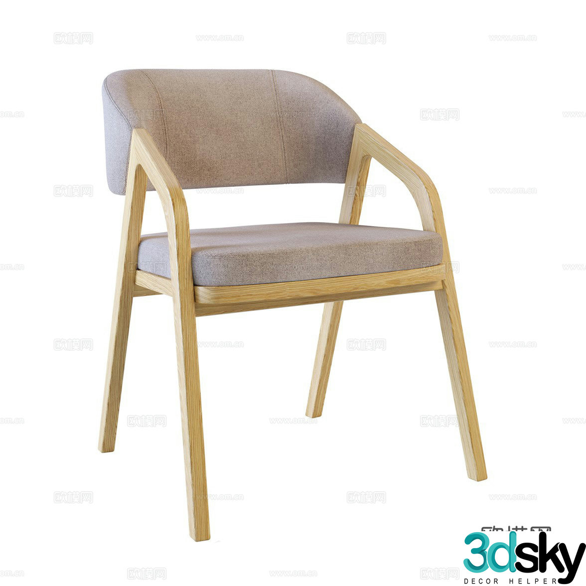 New Chinese style log single chair 3D model