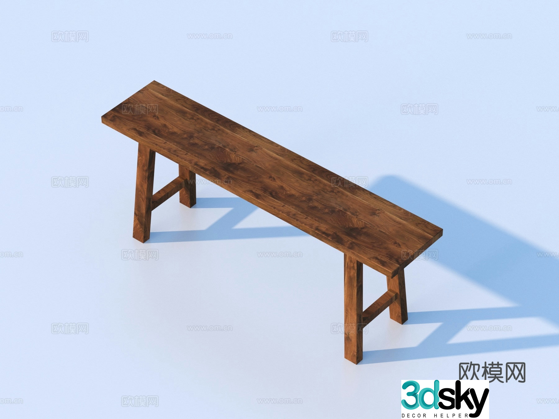 Bench bench stool solid wood stool 3d model
