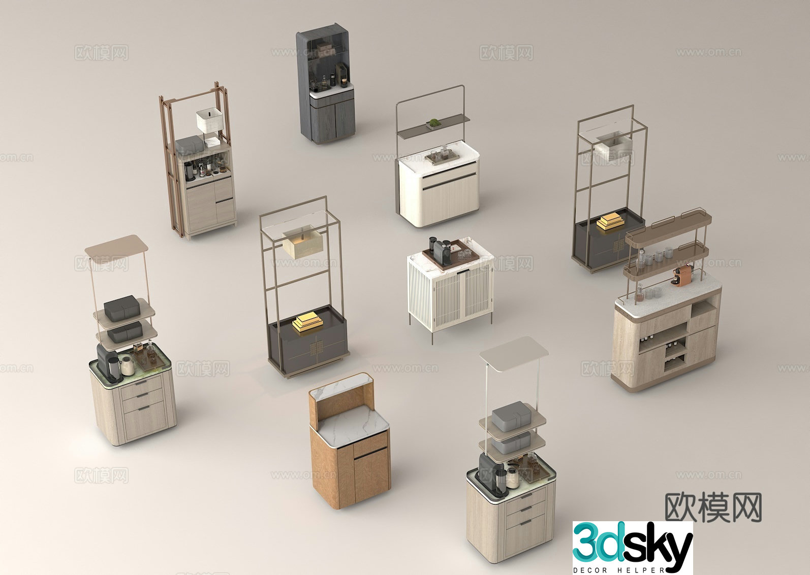 Home display rack modern cabinet storage furniture simple design display rack 3D model