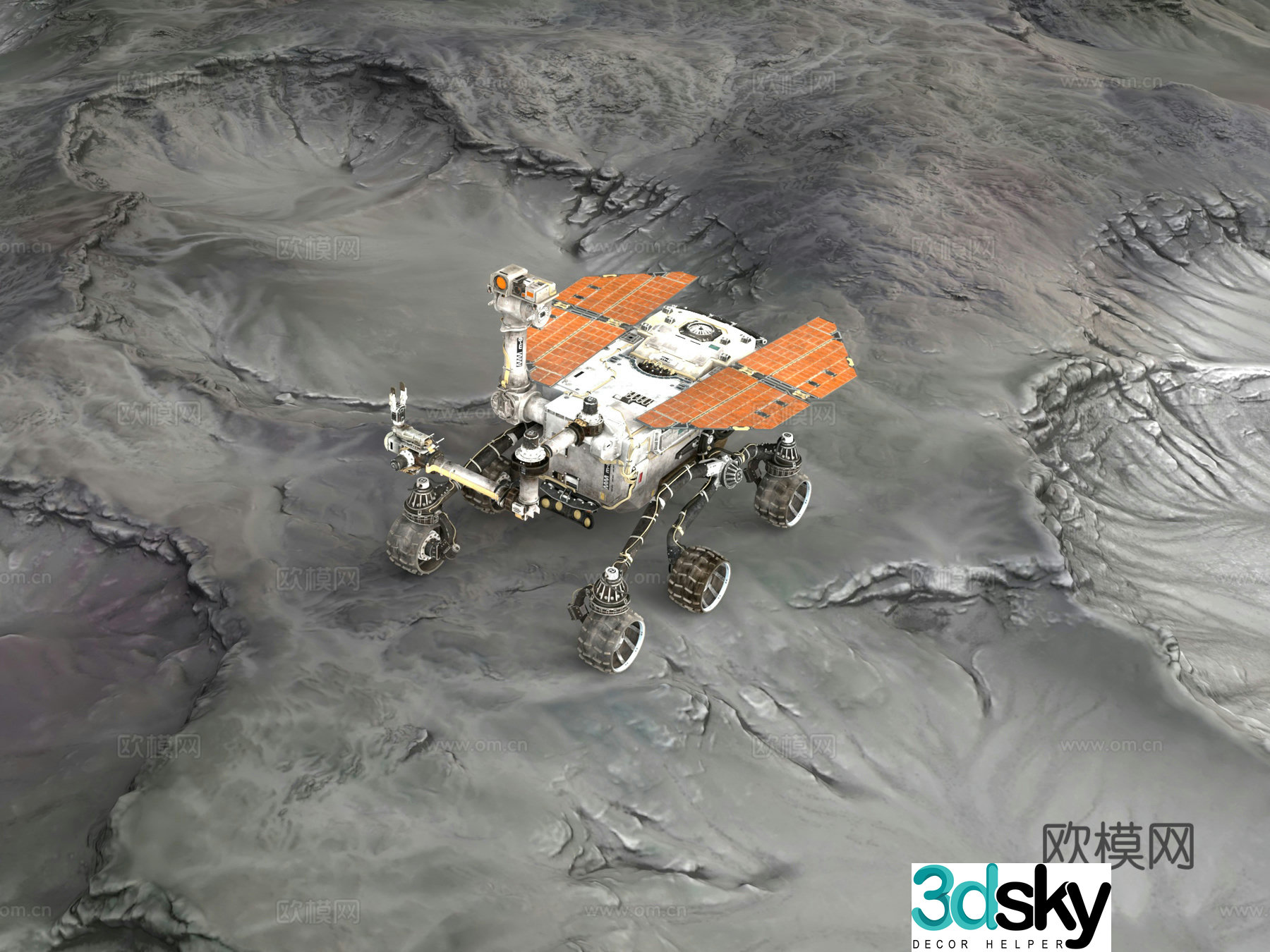 Lunar Probe, Universe Starry Planet, Science Fiction Scene Moon Surface, Exploration Rover Exploration Rover, Space 3D Model