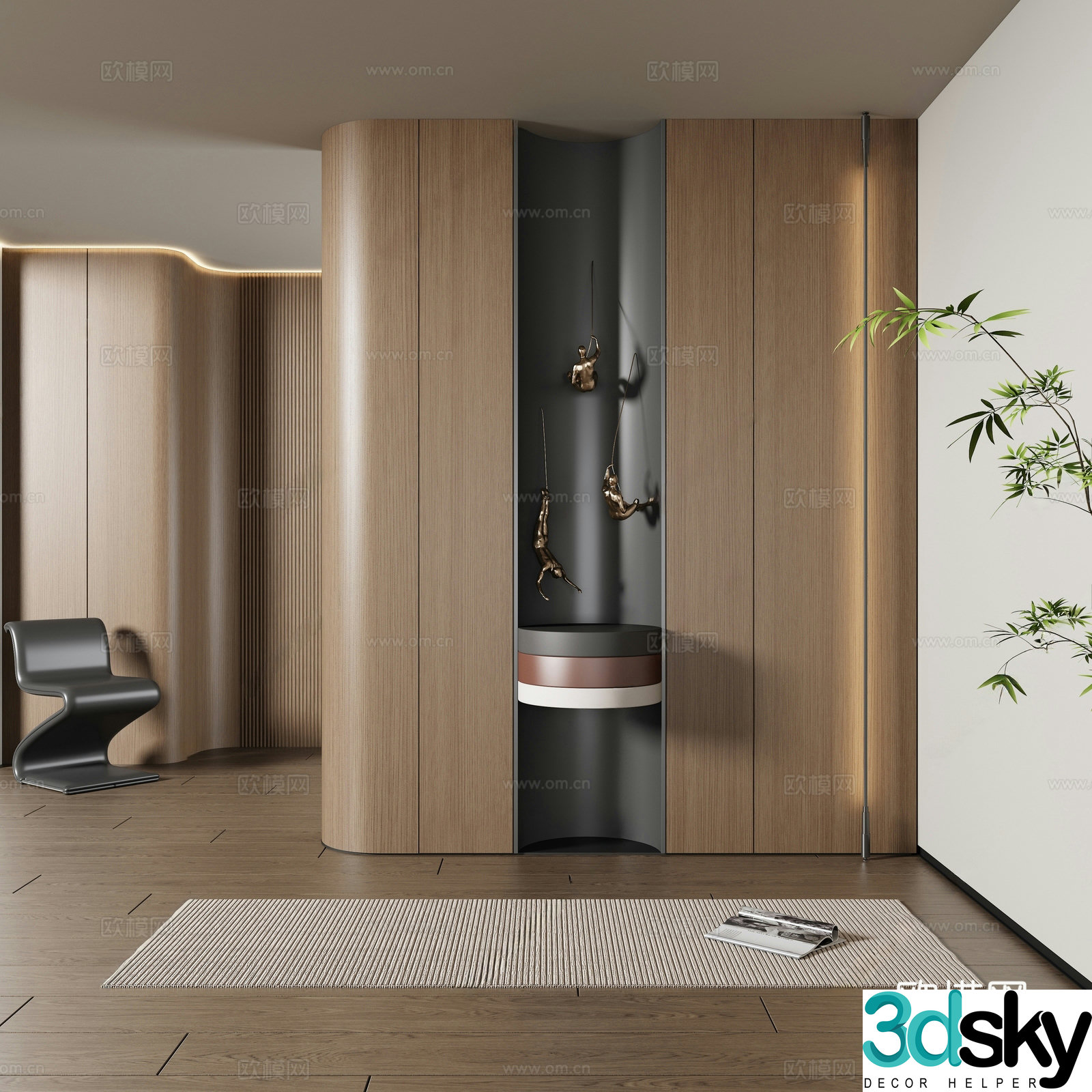 Modern Italian style entrance hall home decoration entrance hall home entrance hall living and dining entrance hall arc-made 3D model