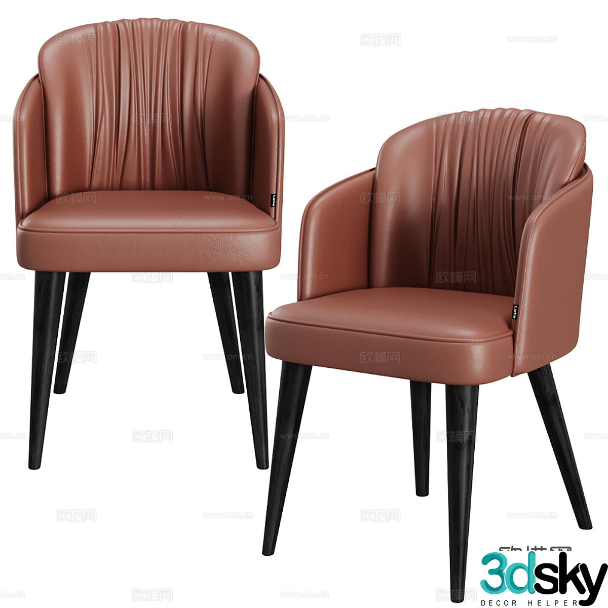 Modern Italian light luxury leather chair 3d model