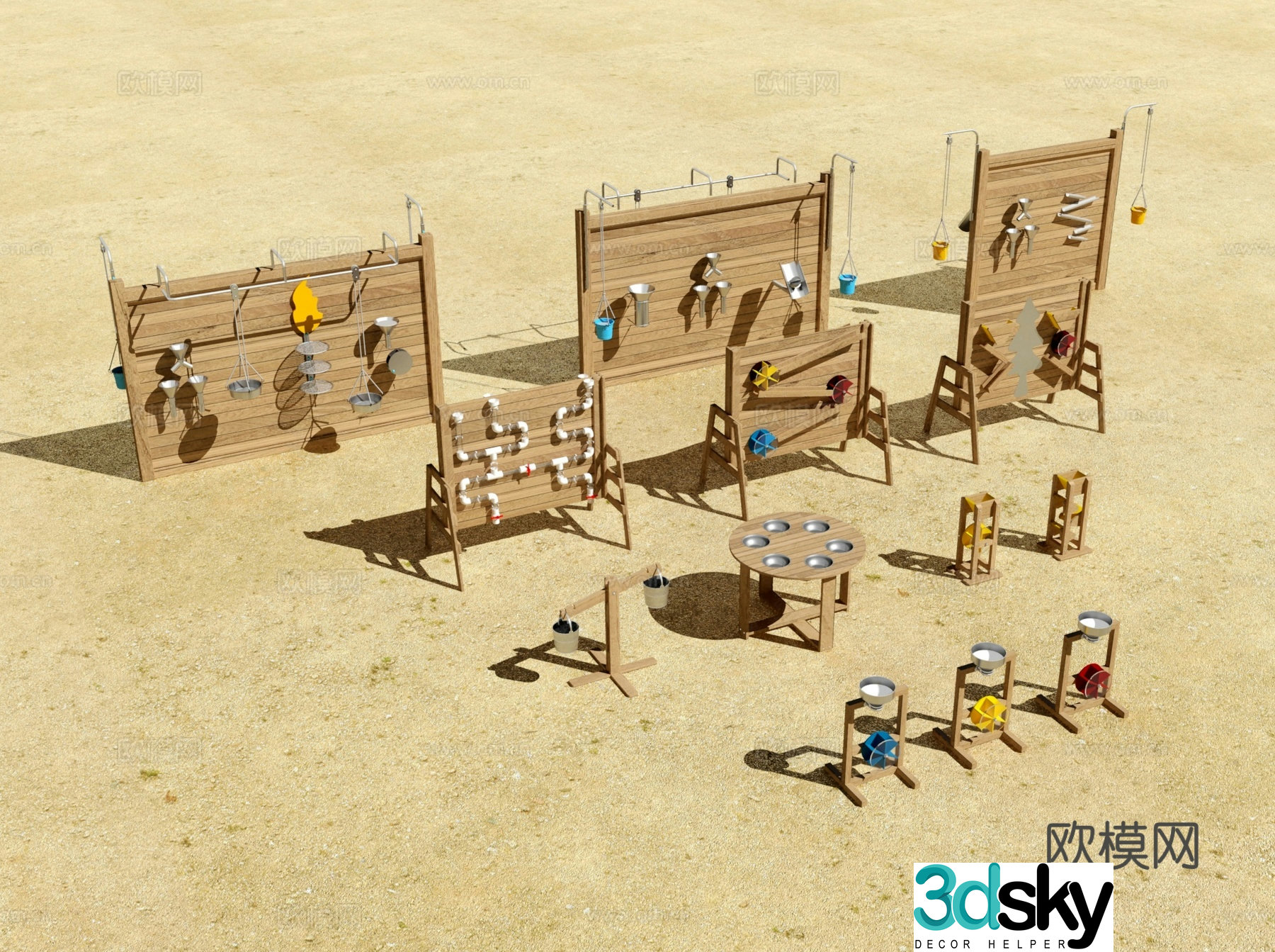 Modern sand pool, sand pool play equipment, sand toys, sand and water toys, outdoor toys, kindergarten 3D model
