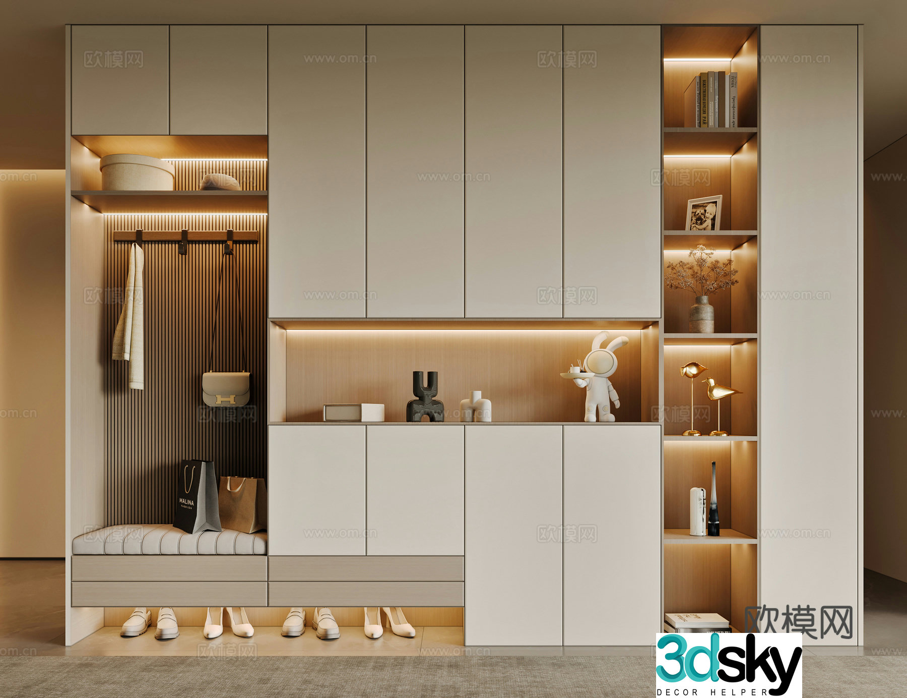 Modern porch shoe cabinet 3d model