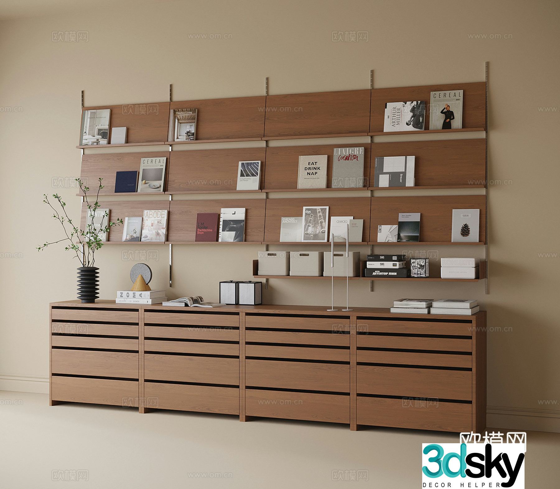 Modern bookcase Decorative cabinet Side cabinet 3D model
