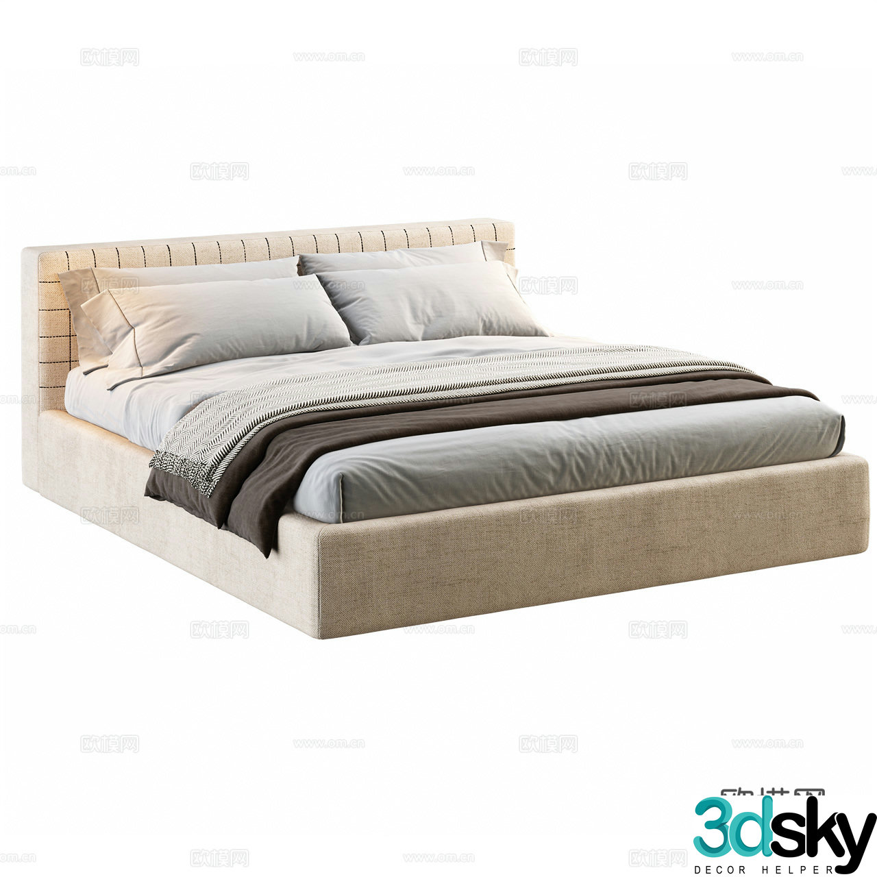 Antoniolupi Italian minimalist double bed Minimalist double bed Fabric bed 3D model