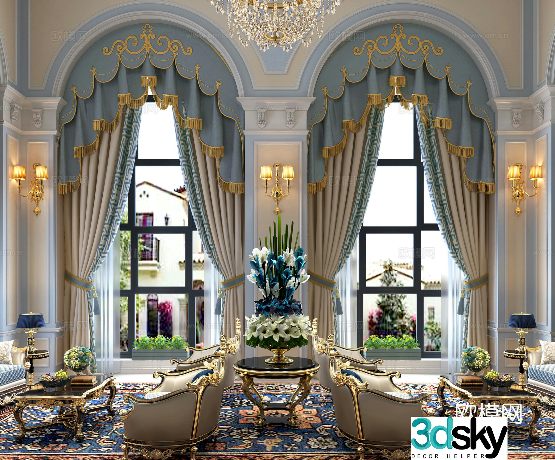 European classical living room sofa 3d model