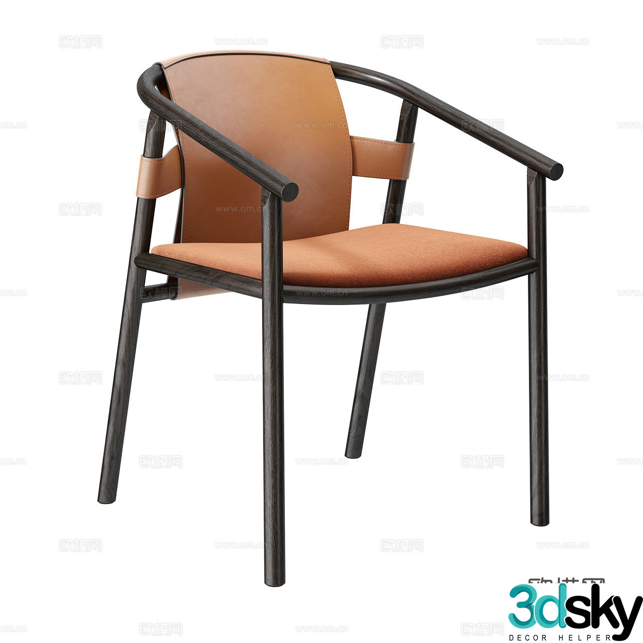 Ditre Italia Italian super simple chair leather single chair solid wood single chair 3d model