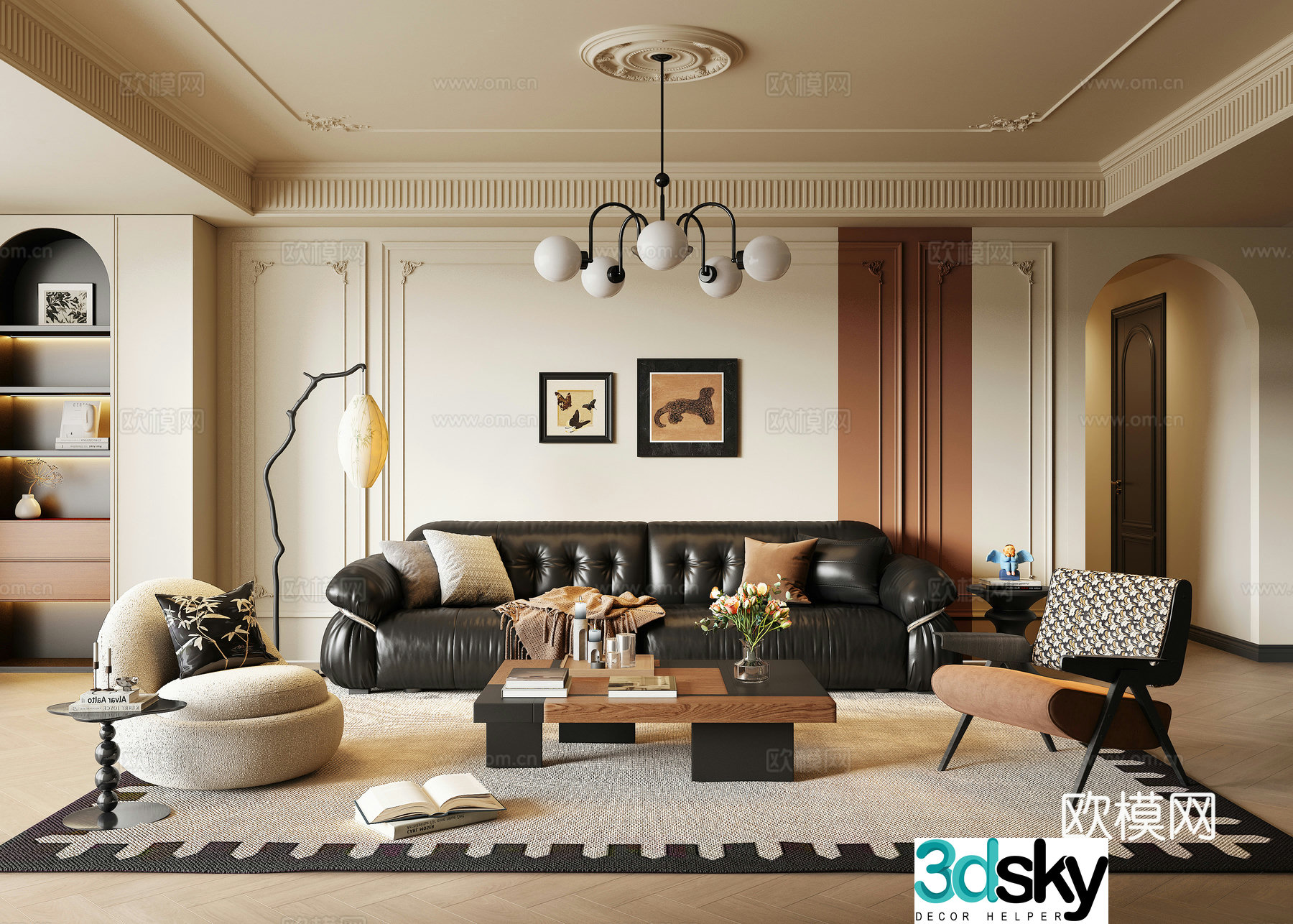 French medieval style living room 3d model