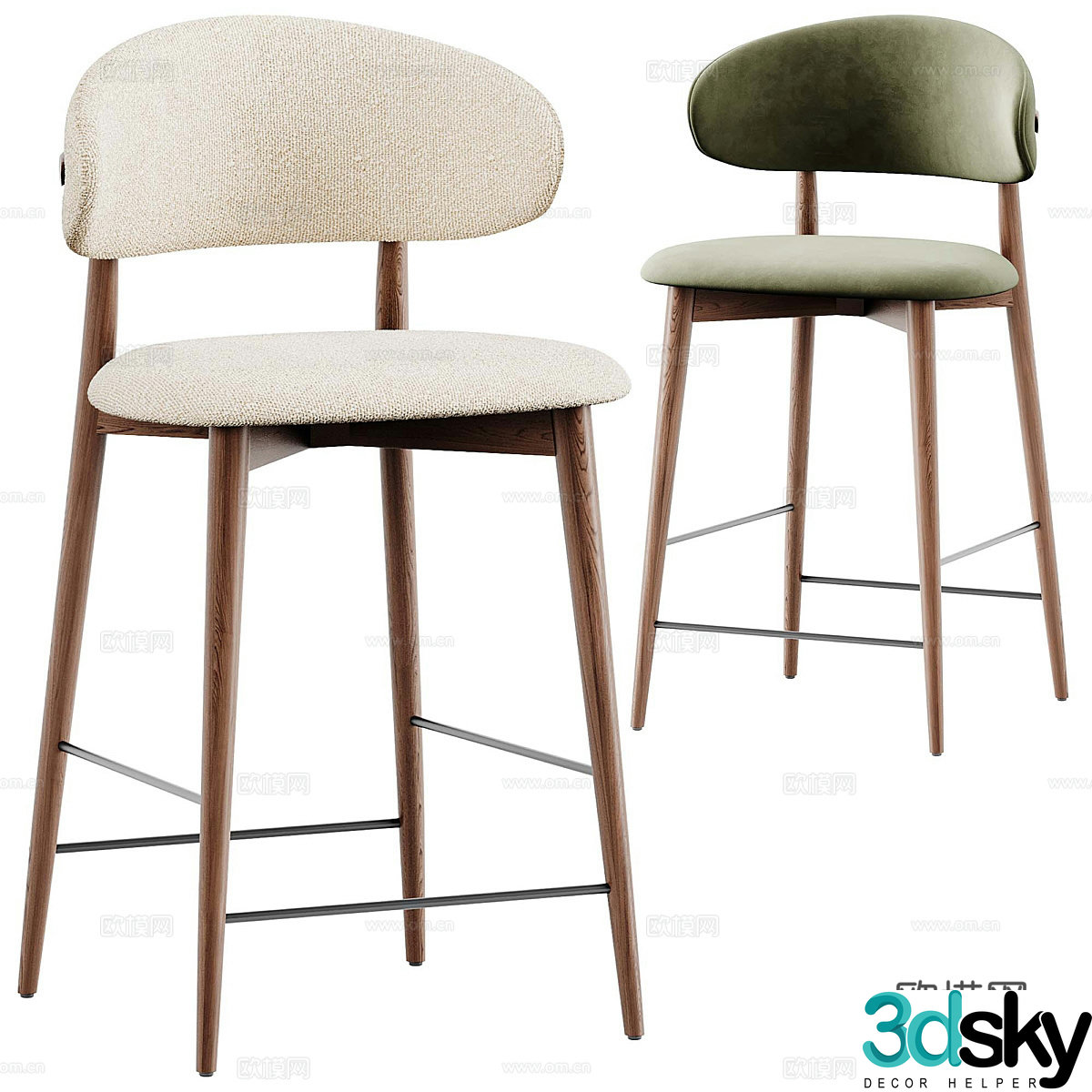 New Chinese wooden bar chair 3D model