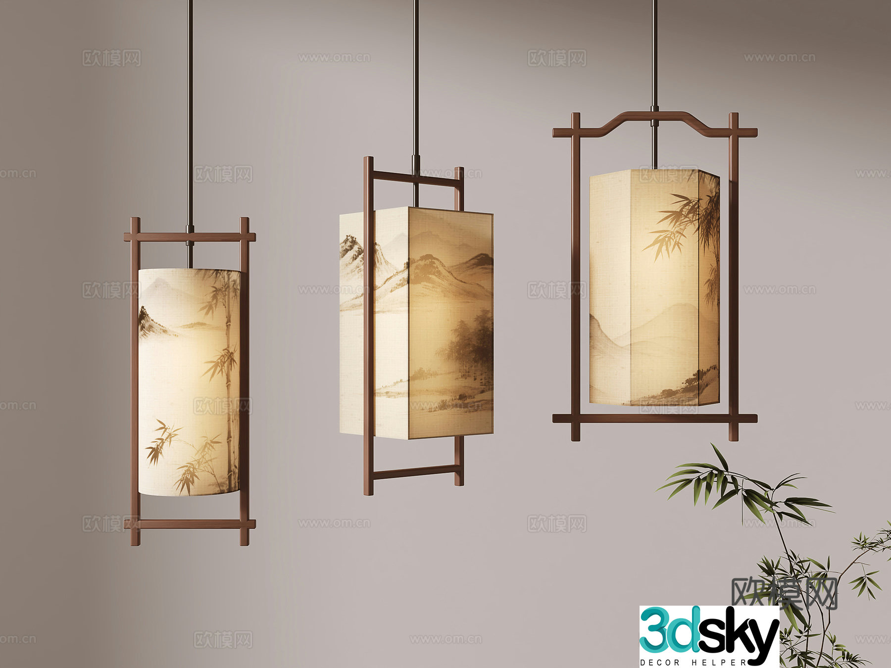 New Chinese chandelier 3D model