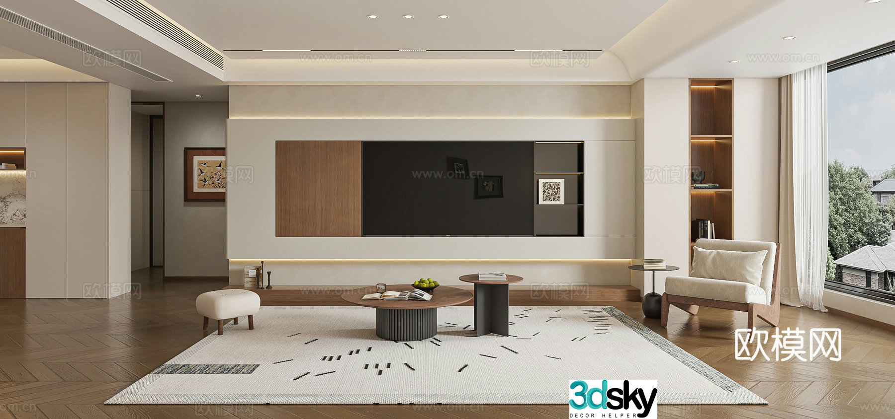 Medium creamy style restaurant 3d model