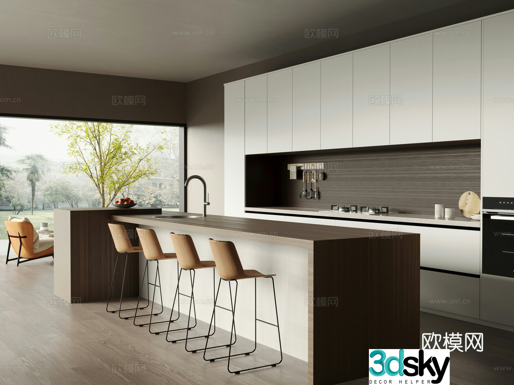 Italian premium open kitchen bar sink 3d model