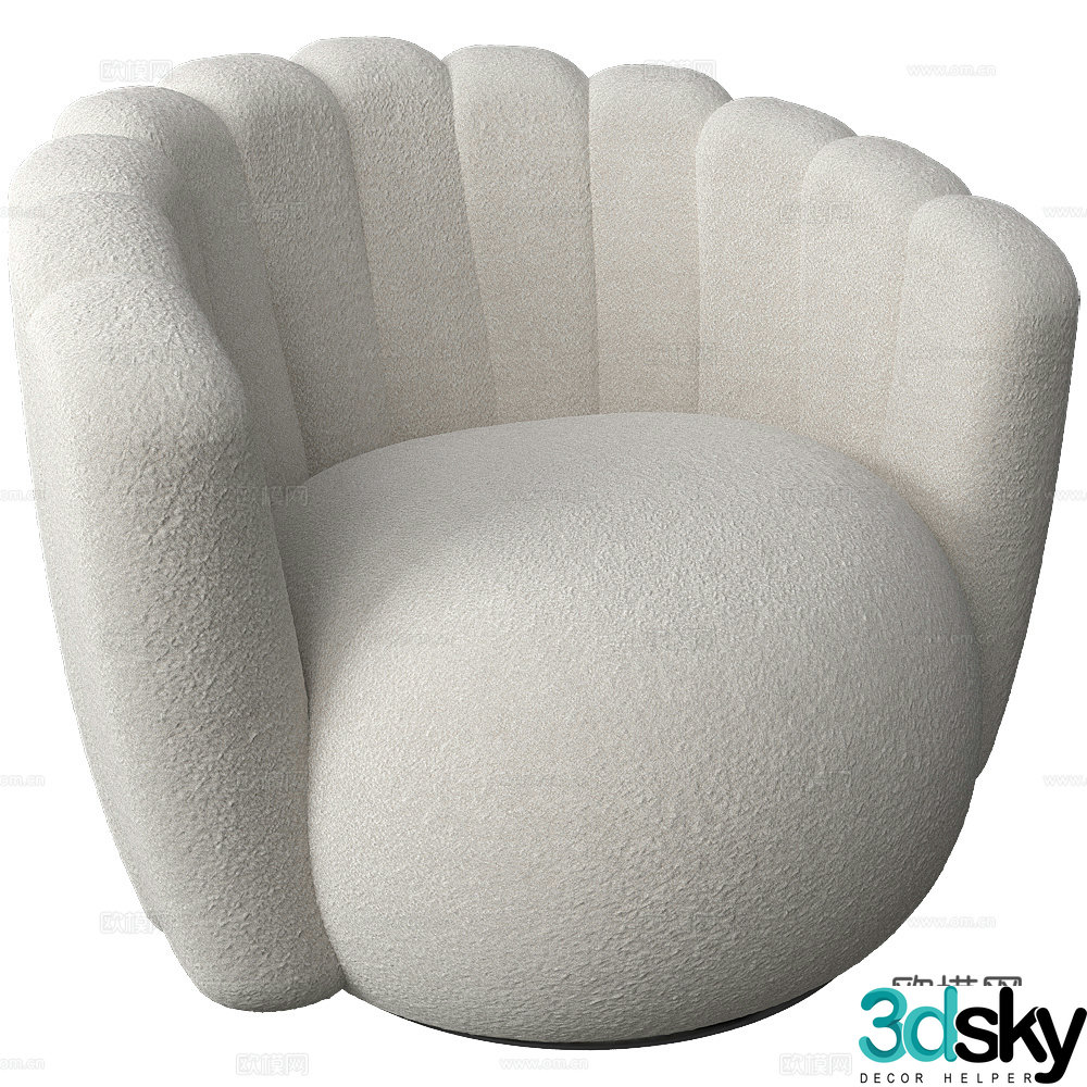 Modern cream style fabric sofa chair 3d model