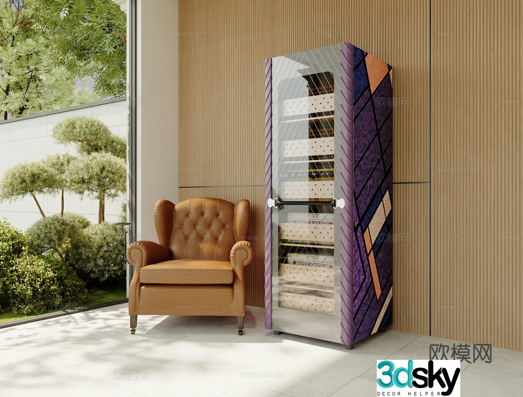 Modern cigar cabinet cigar chair combination 3d model