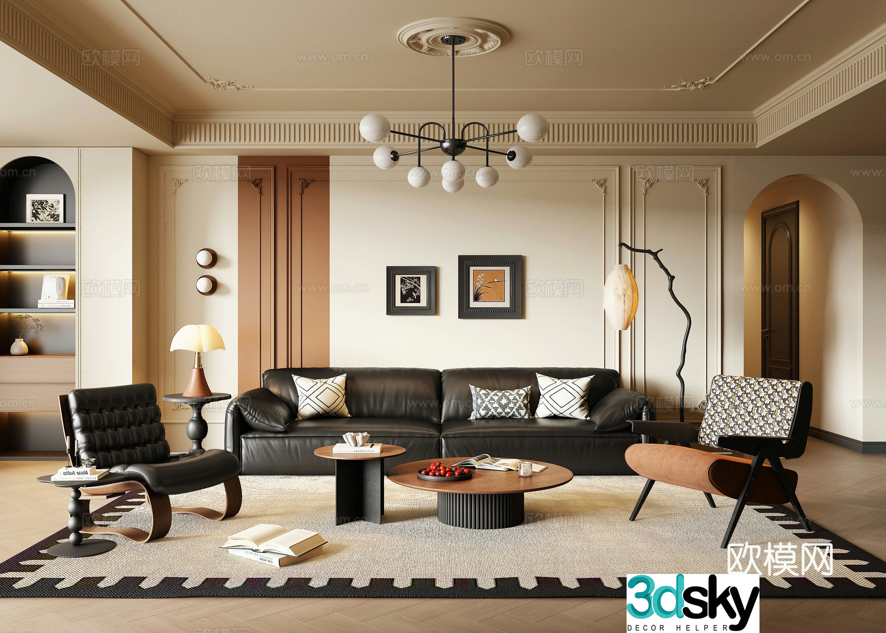French medieval style living room 3d model