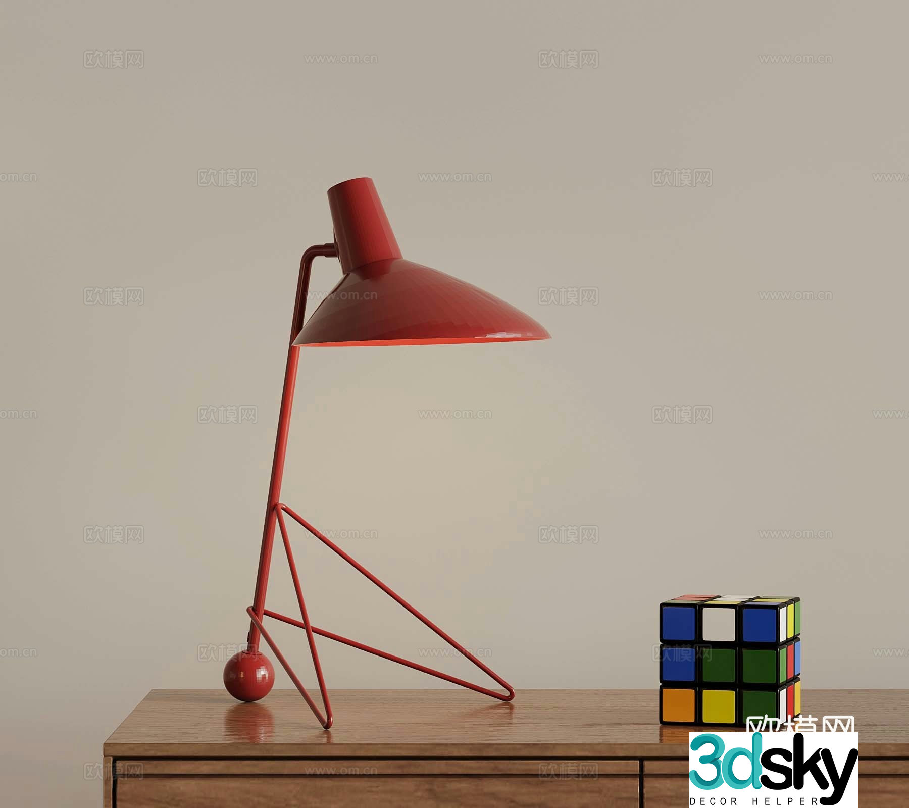 Modern desk lamp Rubik’s Cube 3D model