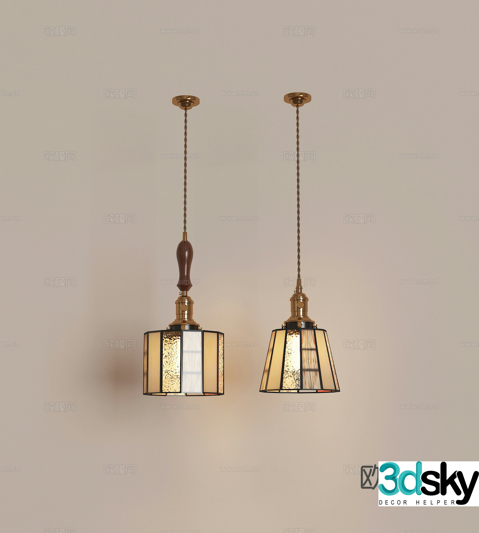 Modern light luxury glass chandelier combination 3D model