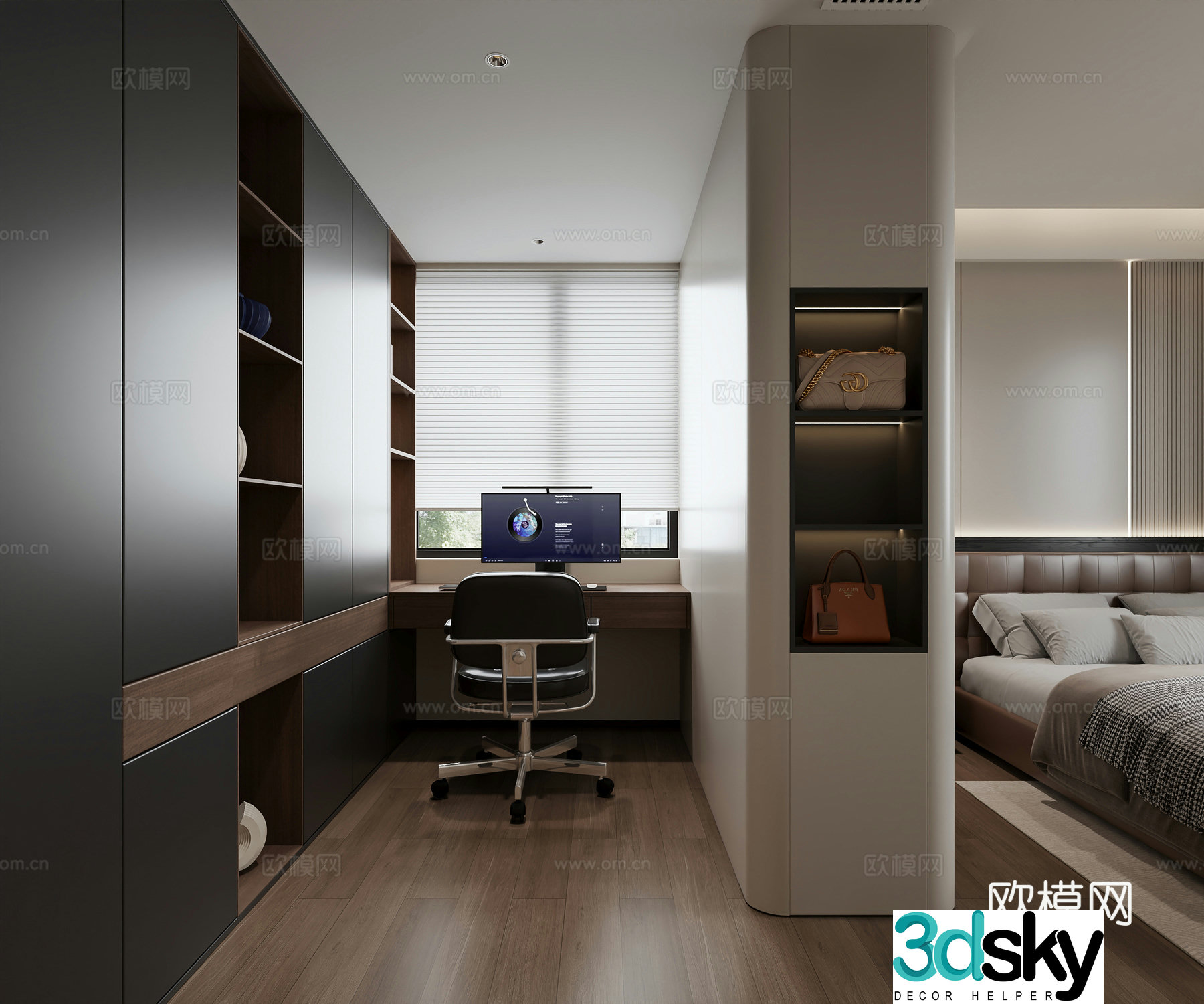 Italian minimalist study room-2014 study room computer 3d model
