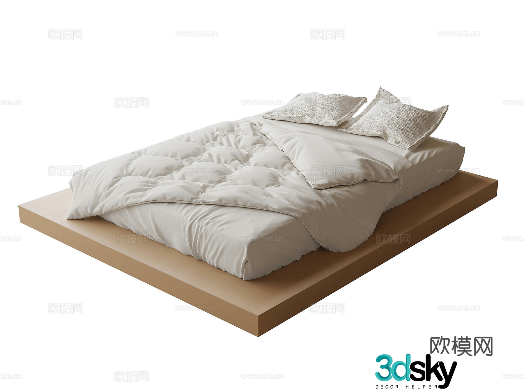 Modern tatami bed single bed 3d model