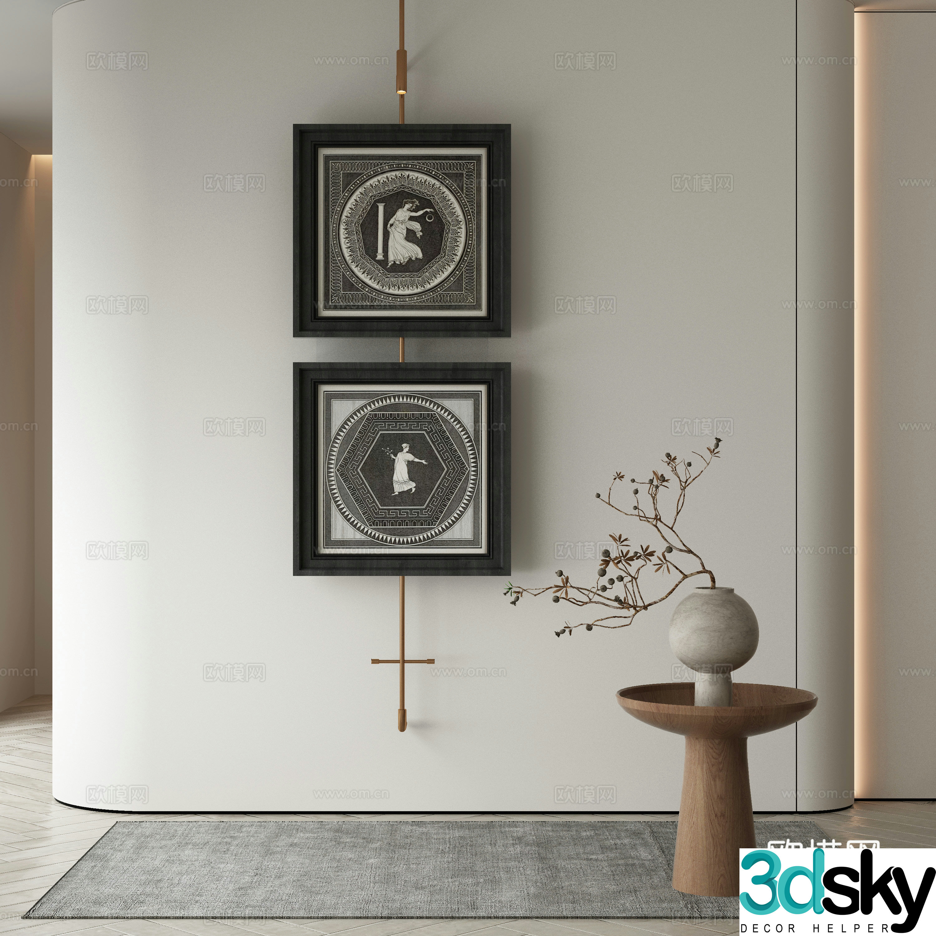 Modern Wasabi Hanging Painting Oil Painting 3D Model
