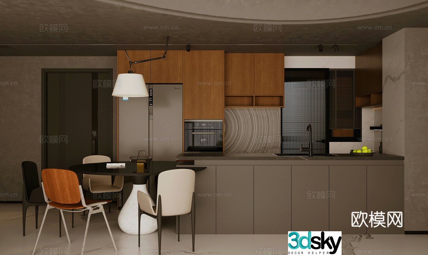 Modern Italian round table restaurant Light luxury Italian restaurant Open restaurant Island restaurant Dining table and chair 3D model