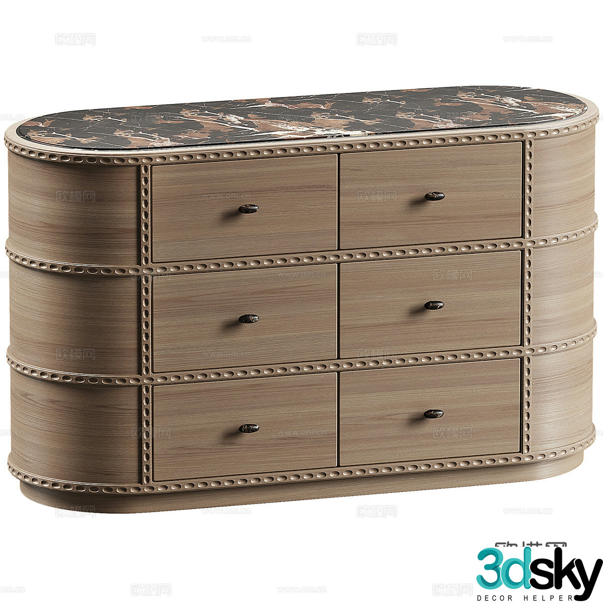 New Chinese style medieval style chest of drawers side cabinets low cabinet drawers 3D model