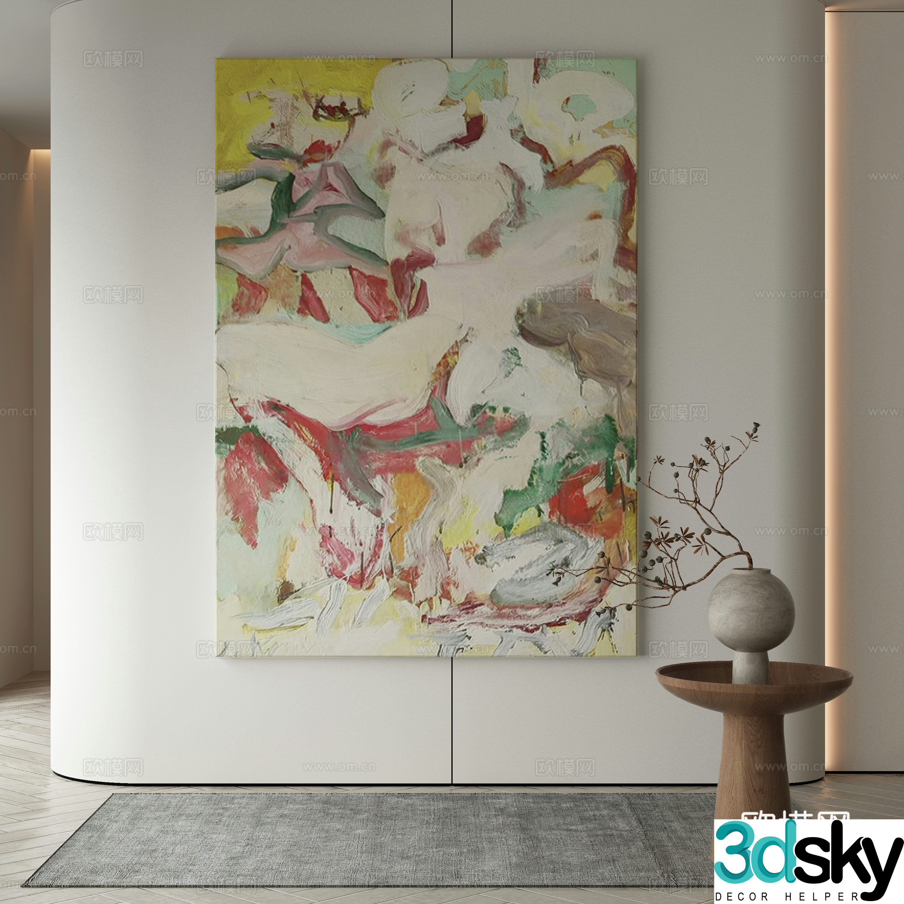 Modern Wasabi Hanging Painting Oil Painting 3D Model