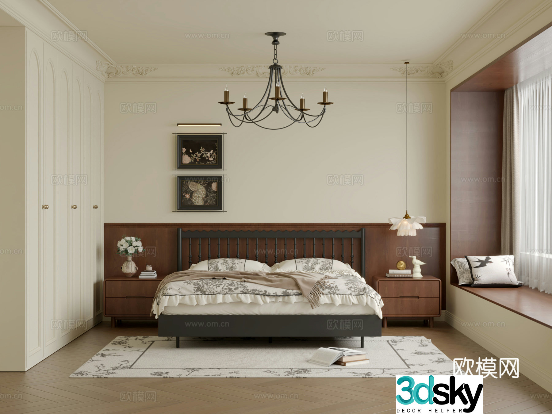 Middle-aged bedroom 3d model