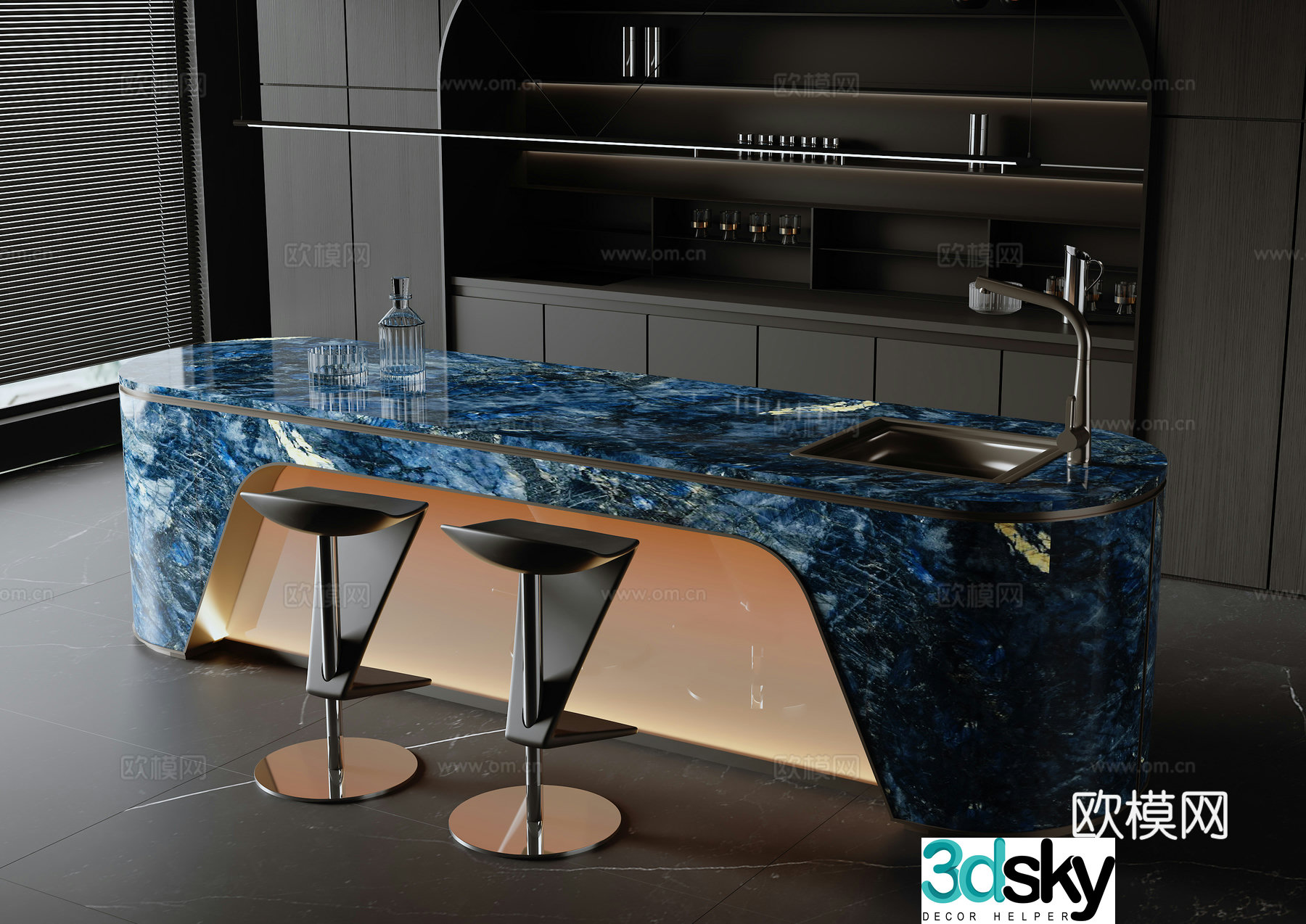 Modern Italian bar 3D model