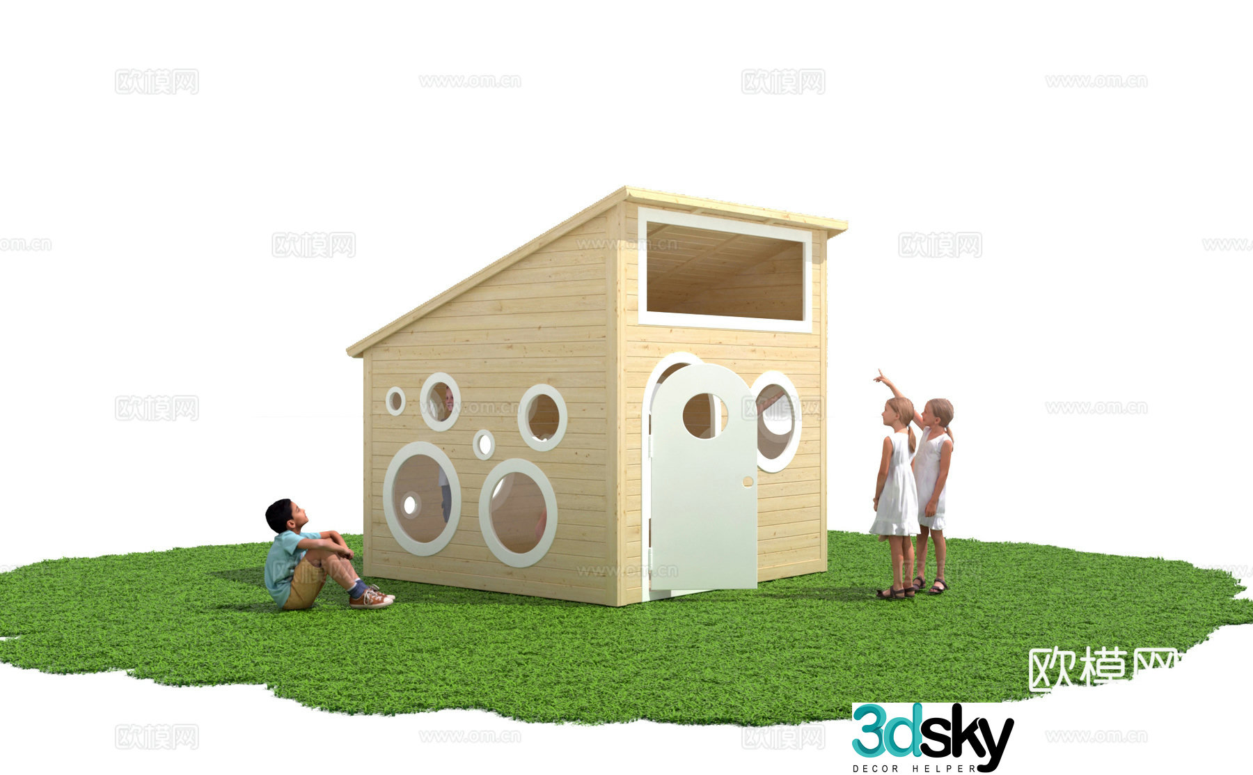 Modern children's cabin, children's situational education wooden house, mobile wooden house, children's toy house 3D model