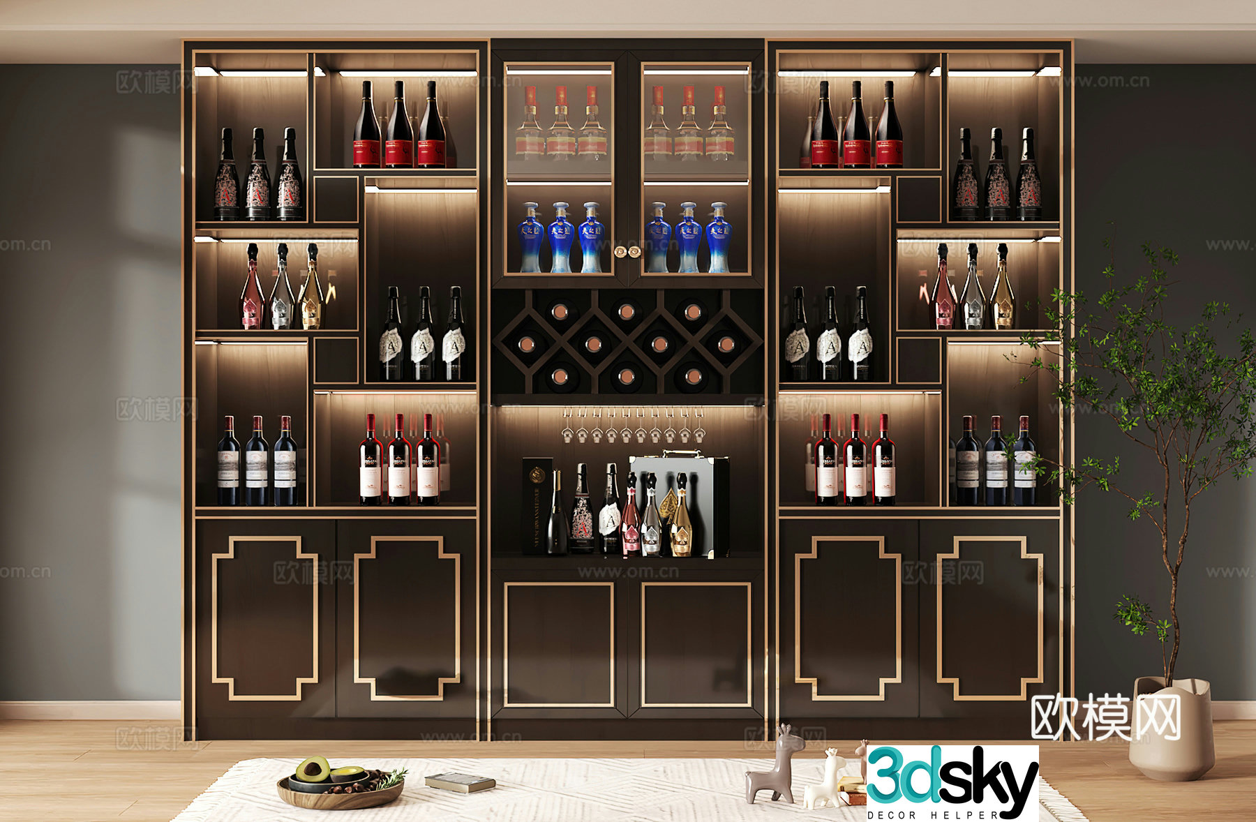 Wine cabinet design Wine cabinet red wine cabinet bar wine cabinet partition wine cabinet 3D model