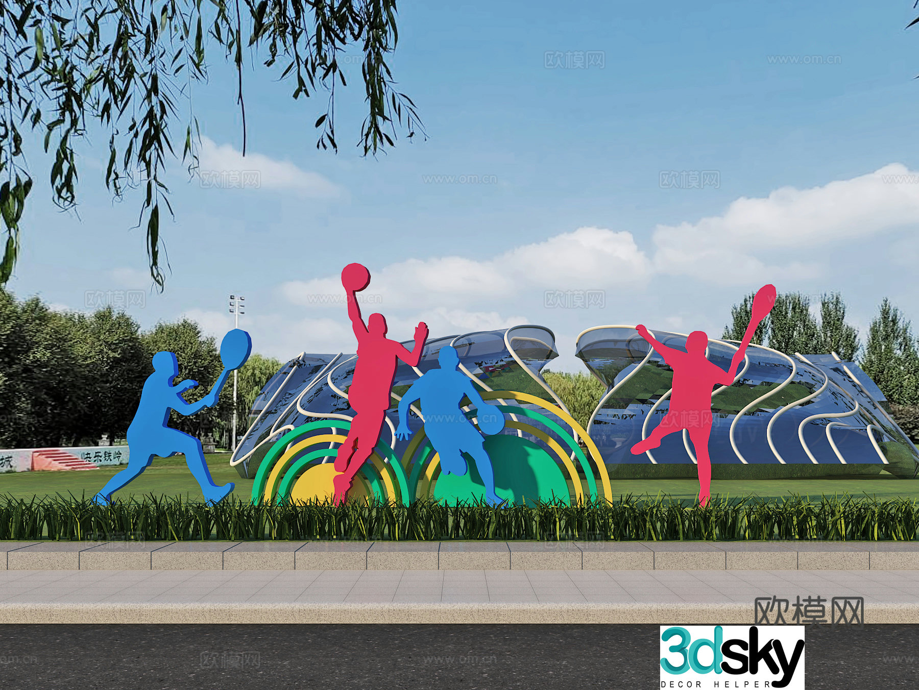 Green space installation Landscape Art sketch Sculpture 3d model