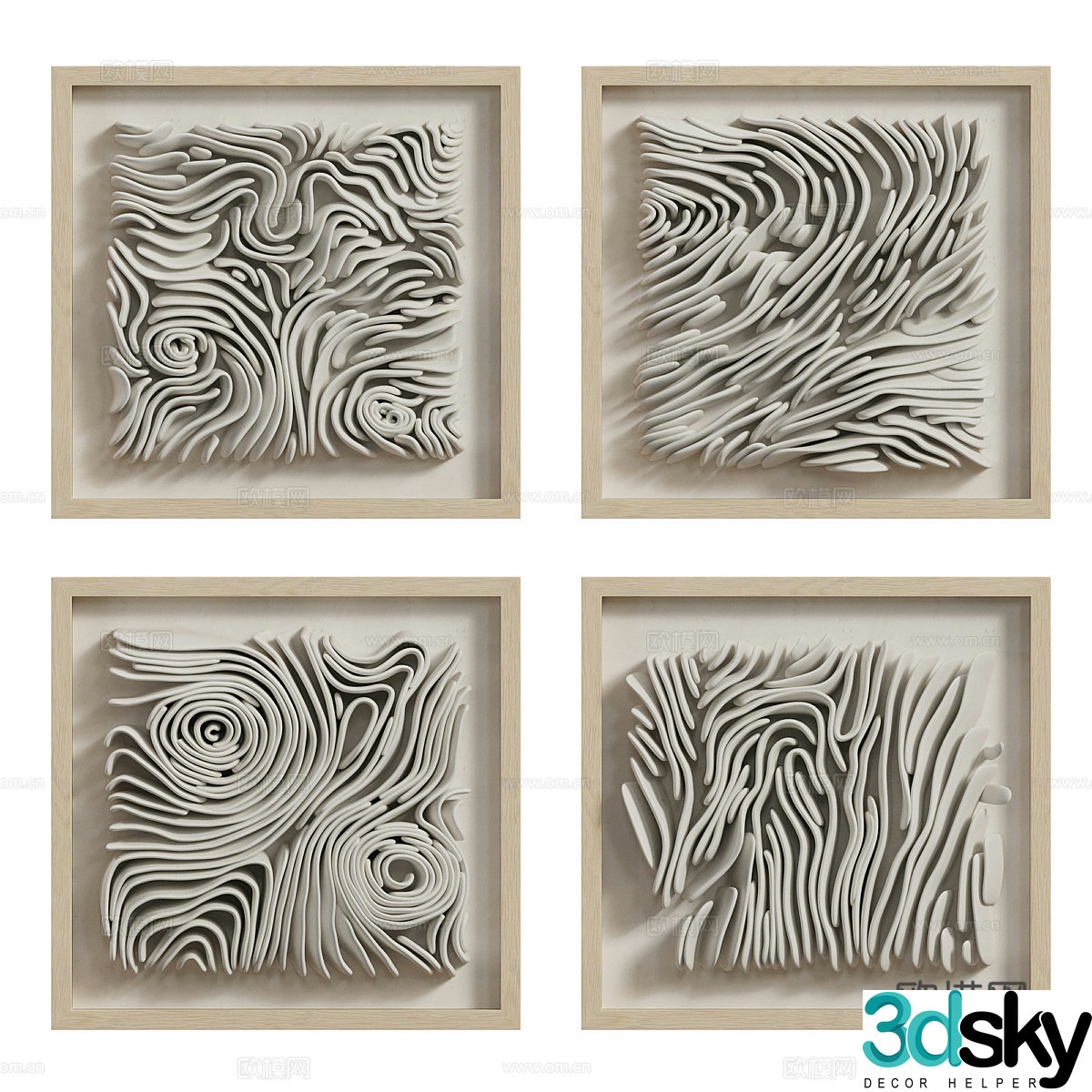 New Chinese style Wasabi Coral Reef Wave Wall Decoration 3D Model