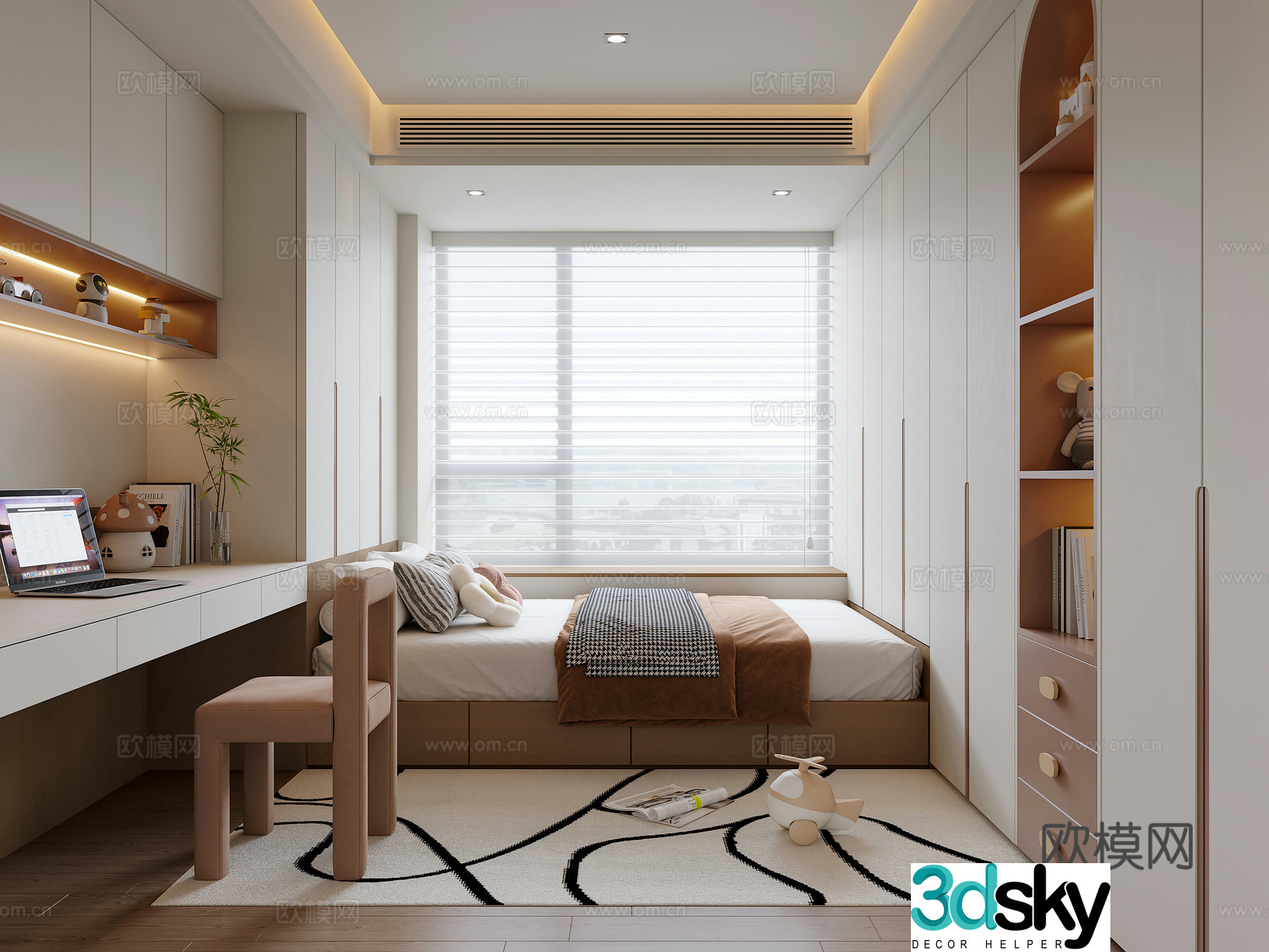 Modern children’s tatami bedroom 3d model