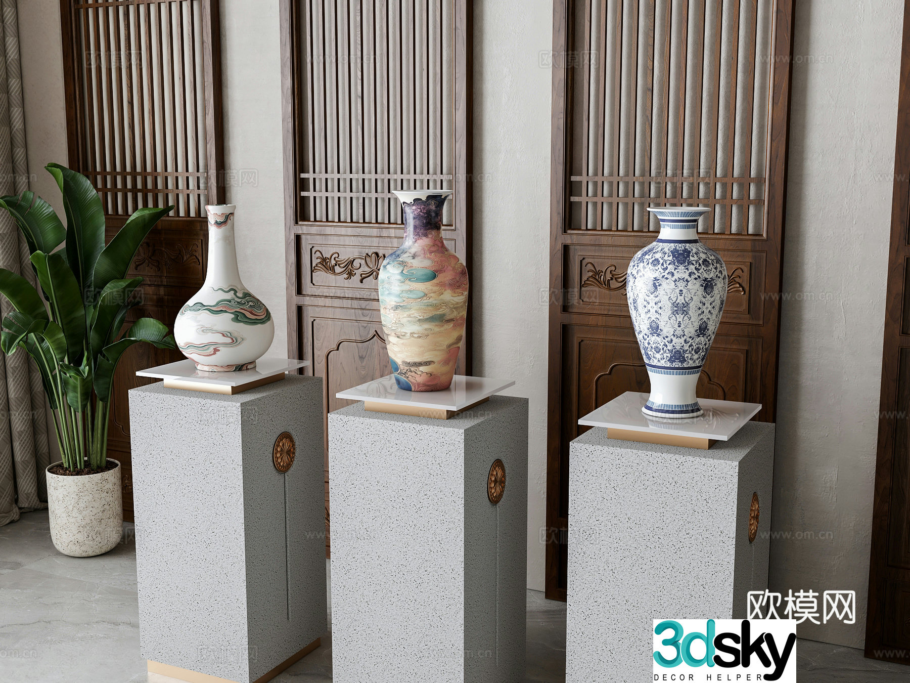 New Chinese porcelain bottle ornament 3D model