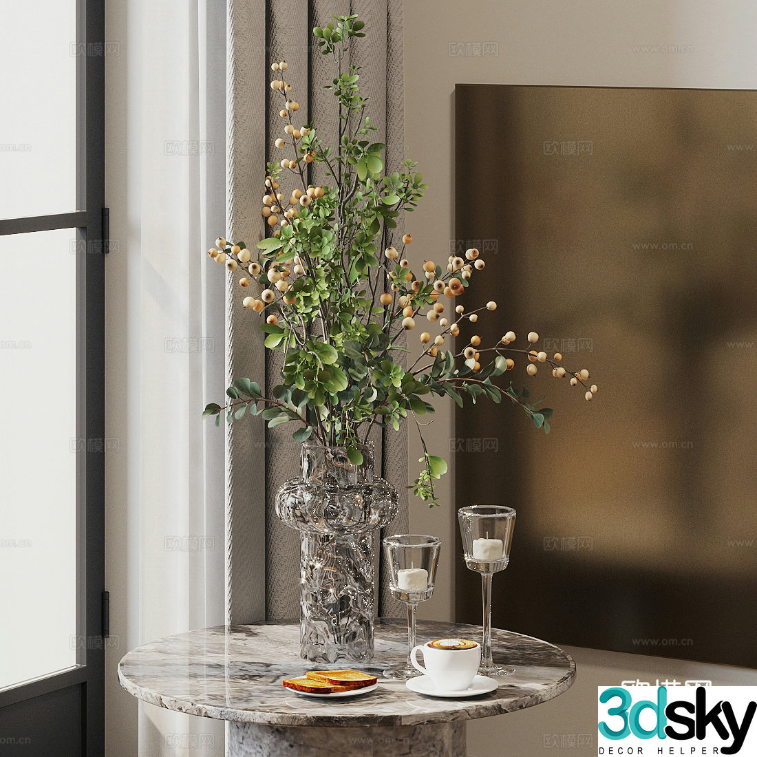 Modern flower art glass vase flower art flower art ornaments flower art living room vase ornaments 3D model