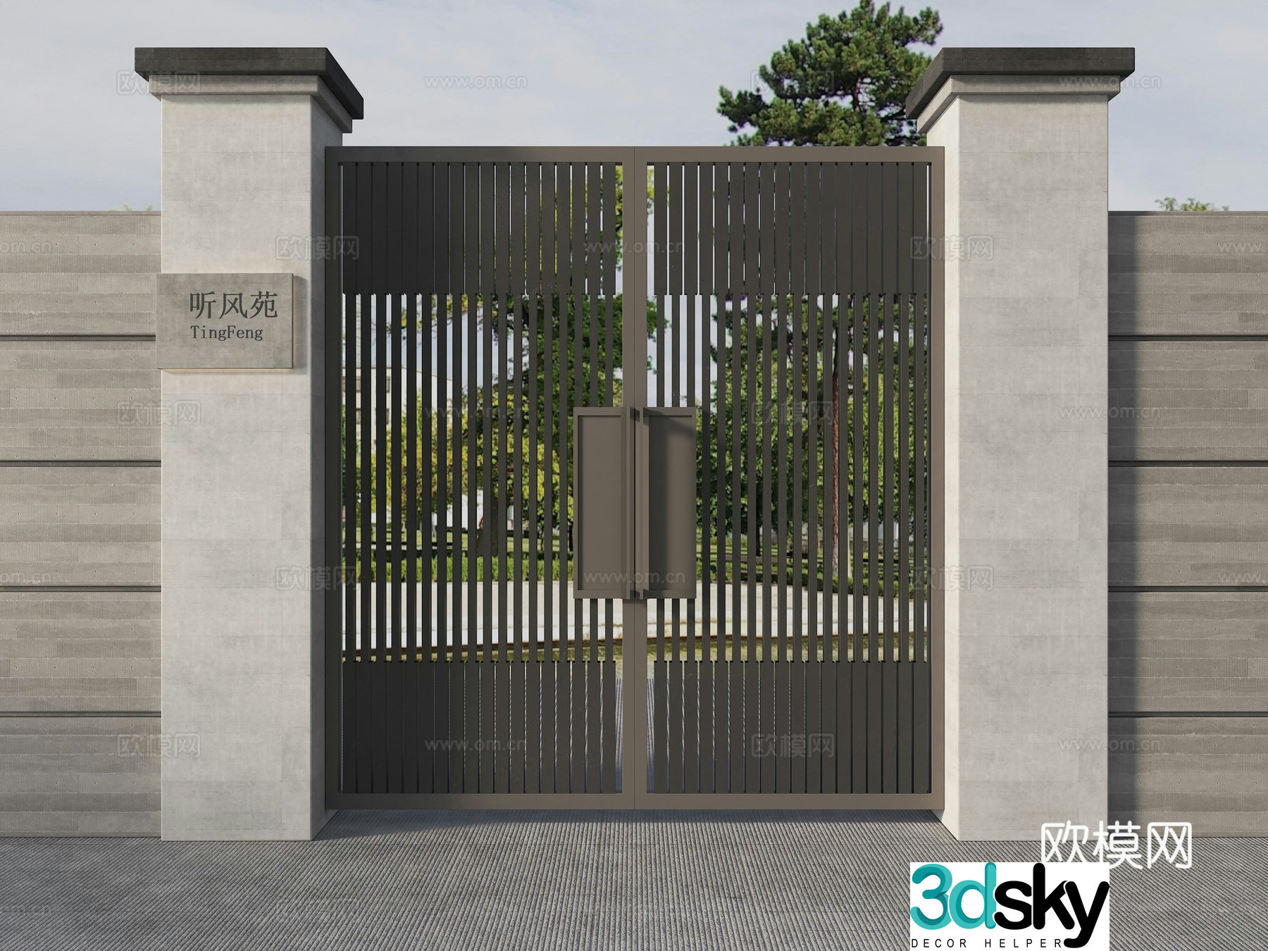 Courtyard door Villa door Garden door Wrought art gate Entrance door 3D model