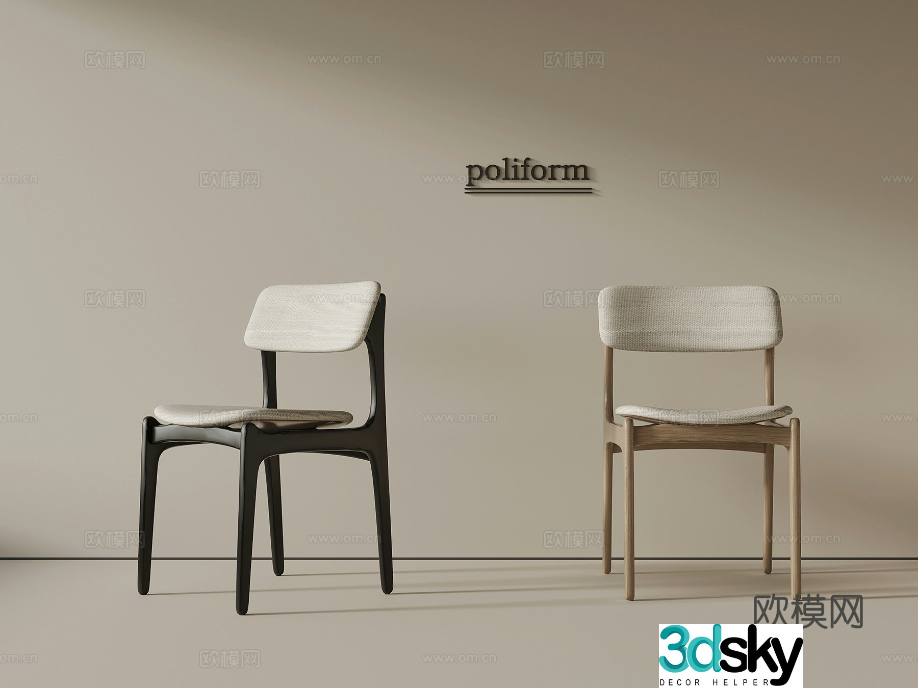 Middle style dining chair writing chair chair 3d model