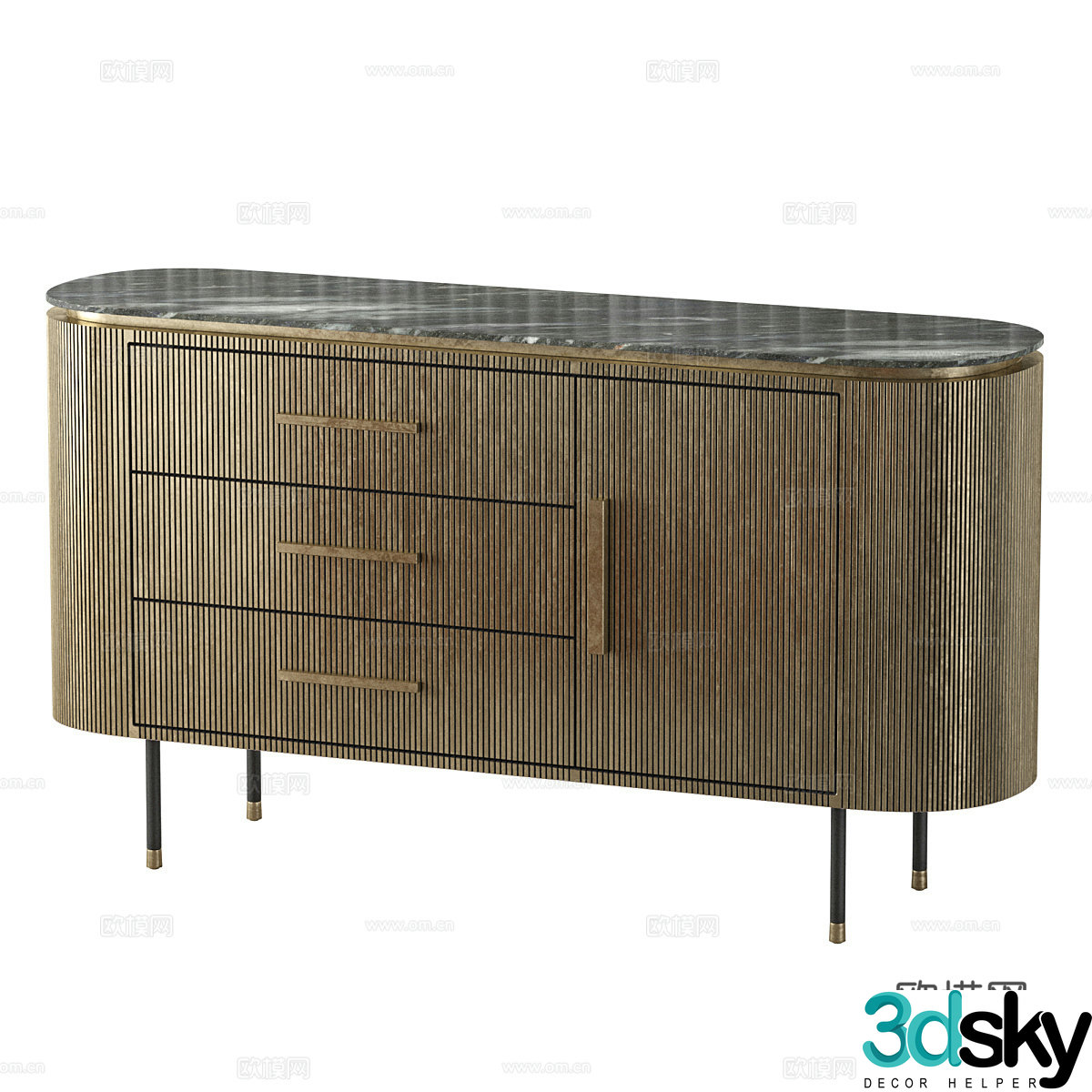 Modern Italian light luxury sideboard chest of drawers 3D model